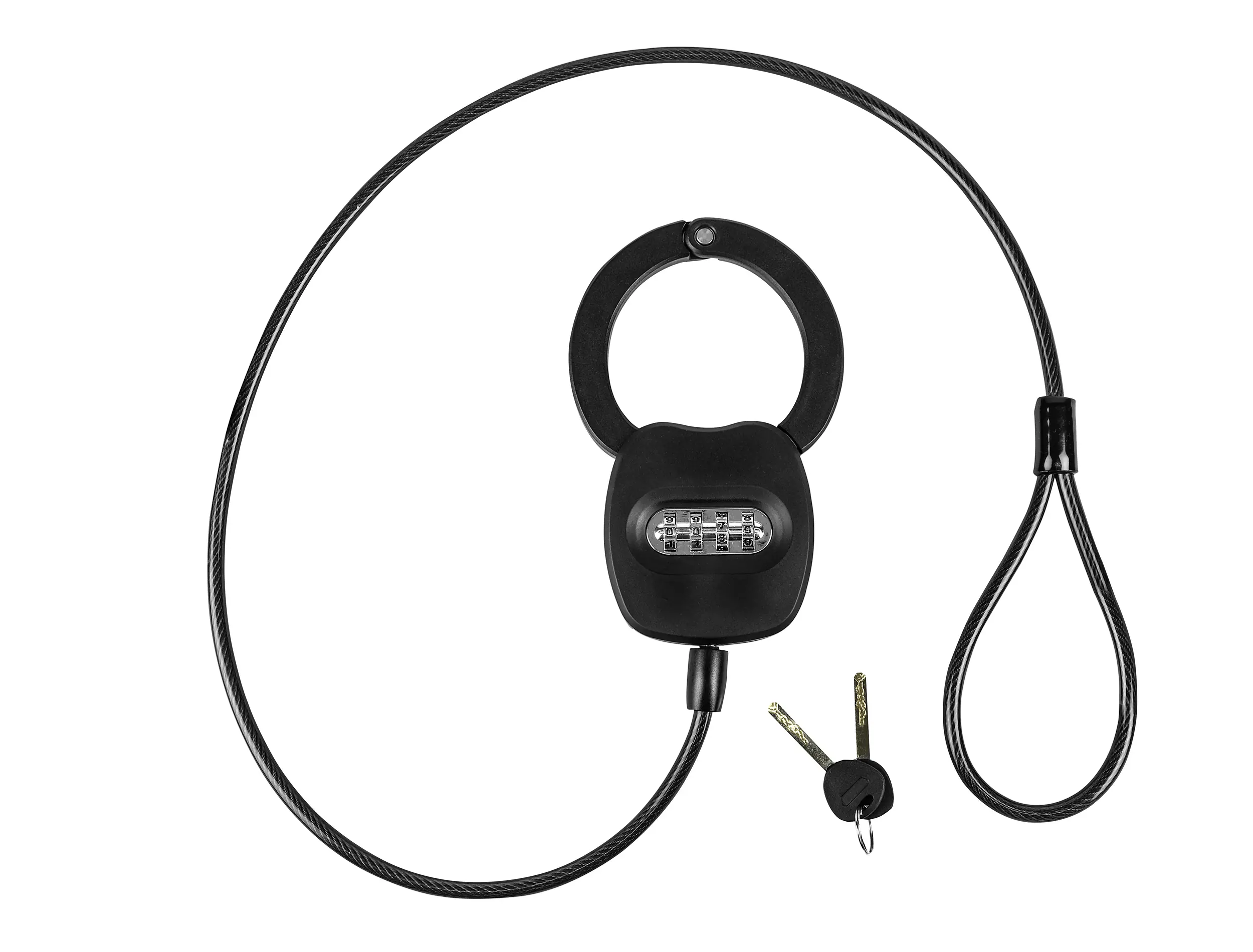 EUFAB Fahrradschloss Handschelle mit 2x Schlüssel 128 cm schwarz