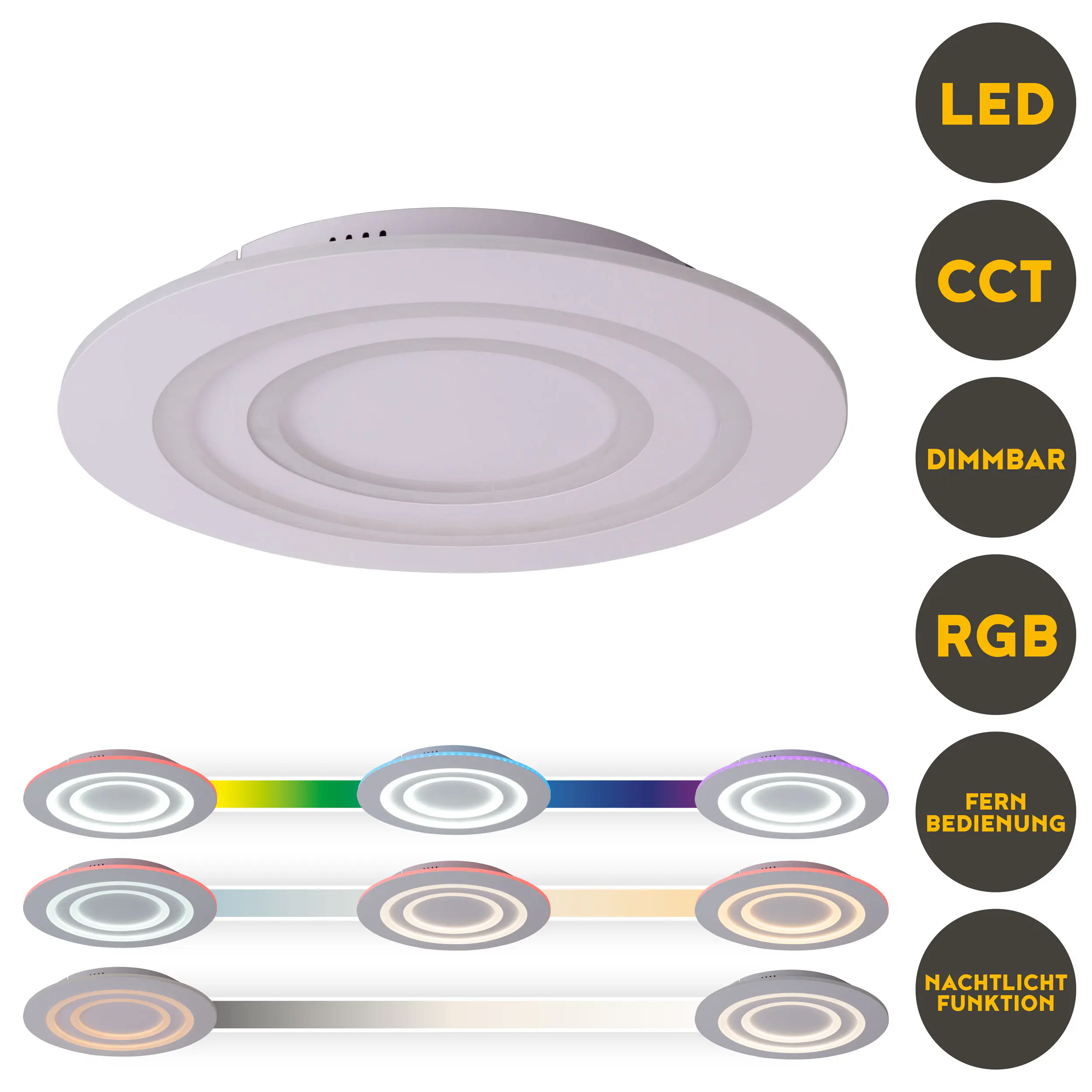 Light & More LED-Deckenleuchte Ø 50 x 6 cm RGB weiß dimmbar