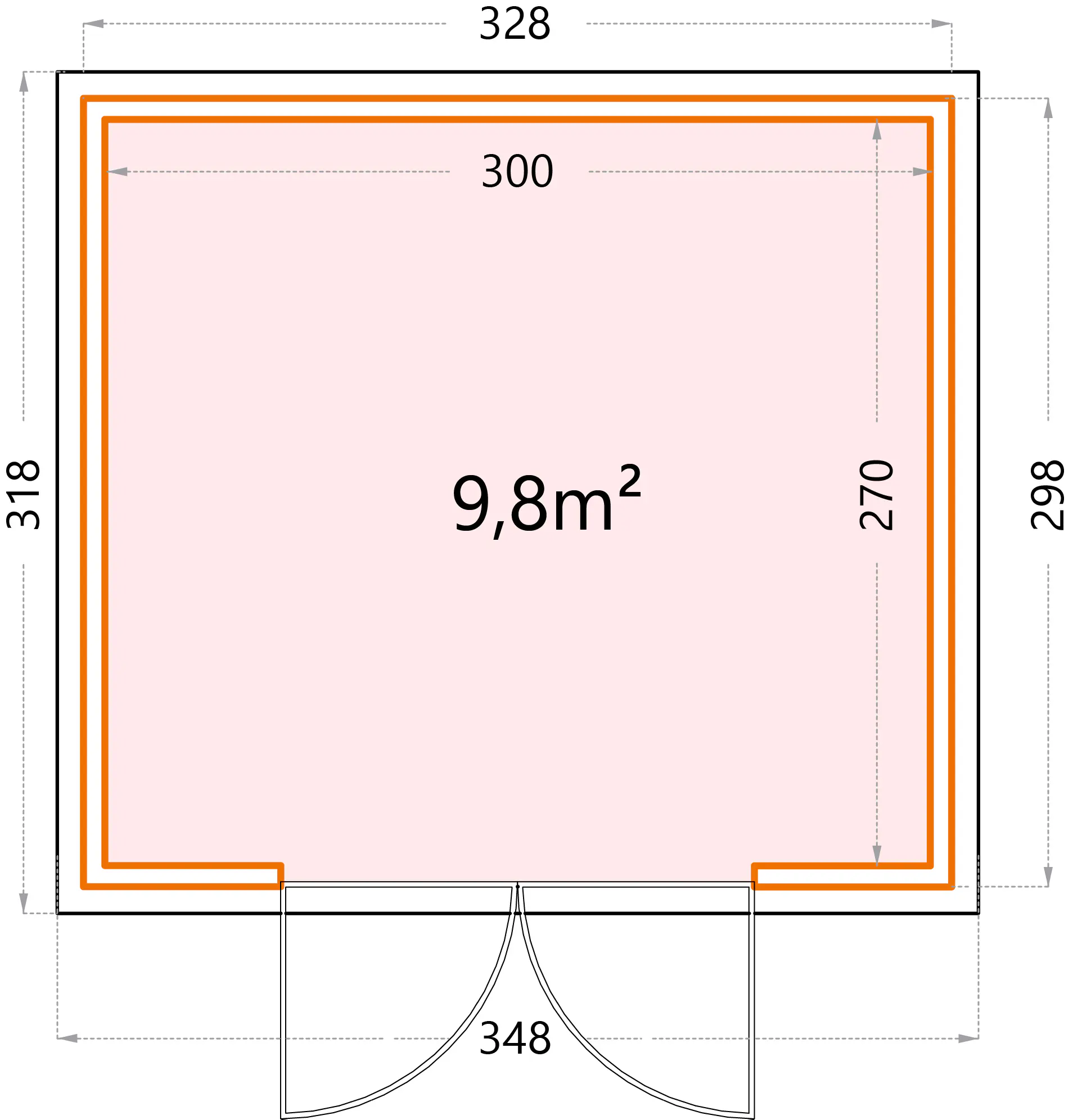 Telluria Gerätehaus Classico 3330 EW weiß 328 x 298 cm