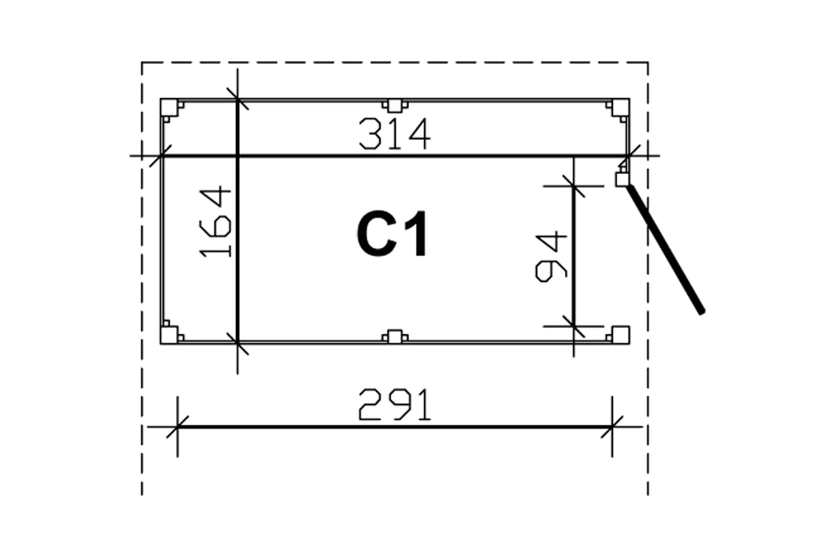 SKAN HOLZ Abstellraum C1 314x164cm, Profilschalung, lasiert in Nussbaum