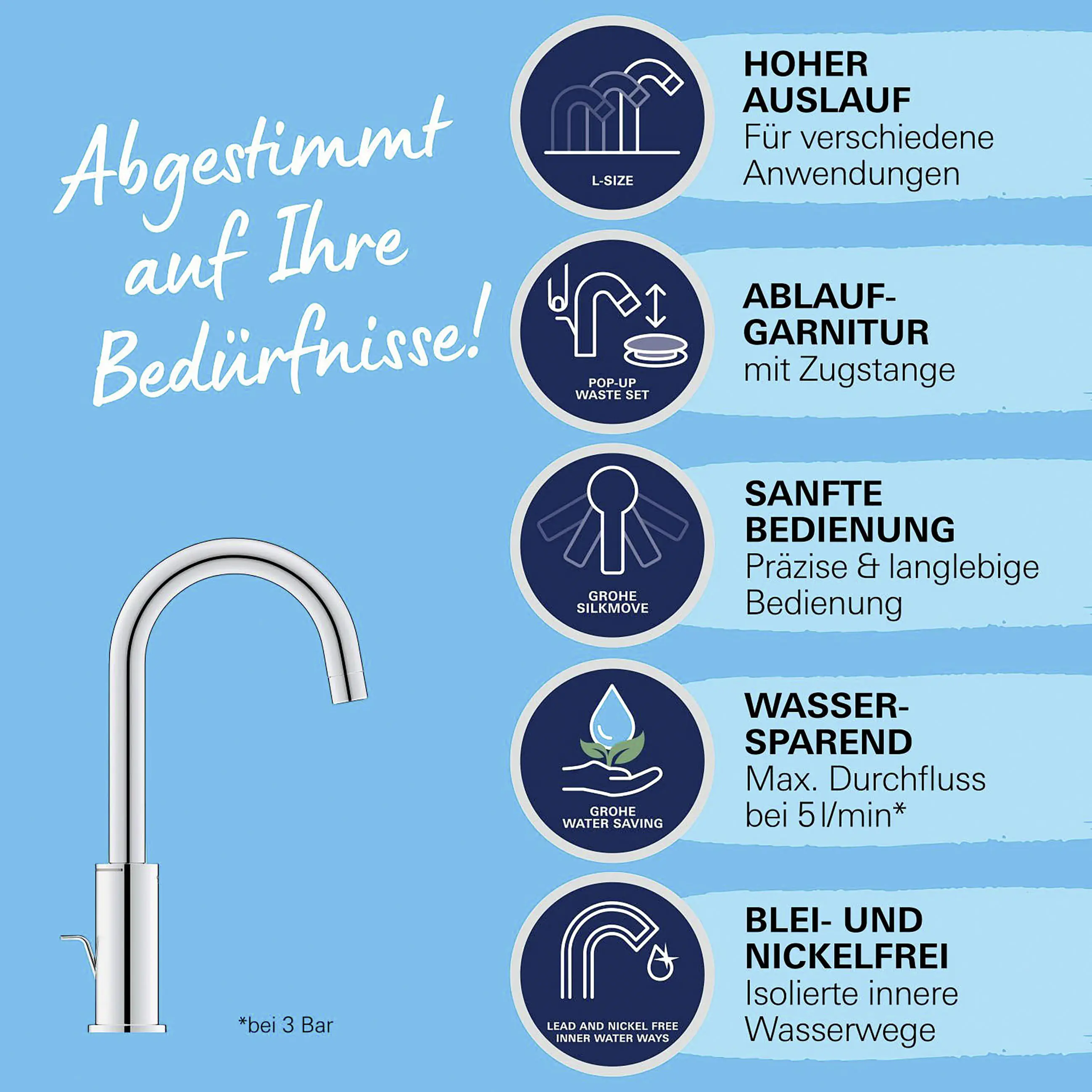 Grohe Quickfix Waschtischarmatur Start L-Size, verchromt
