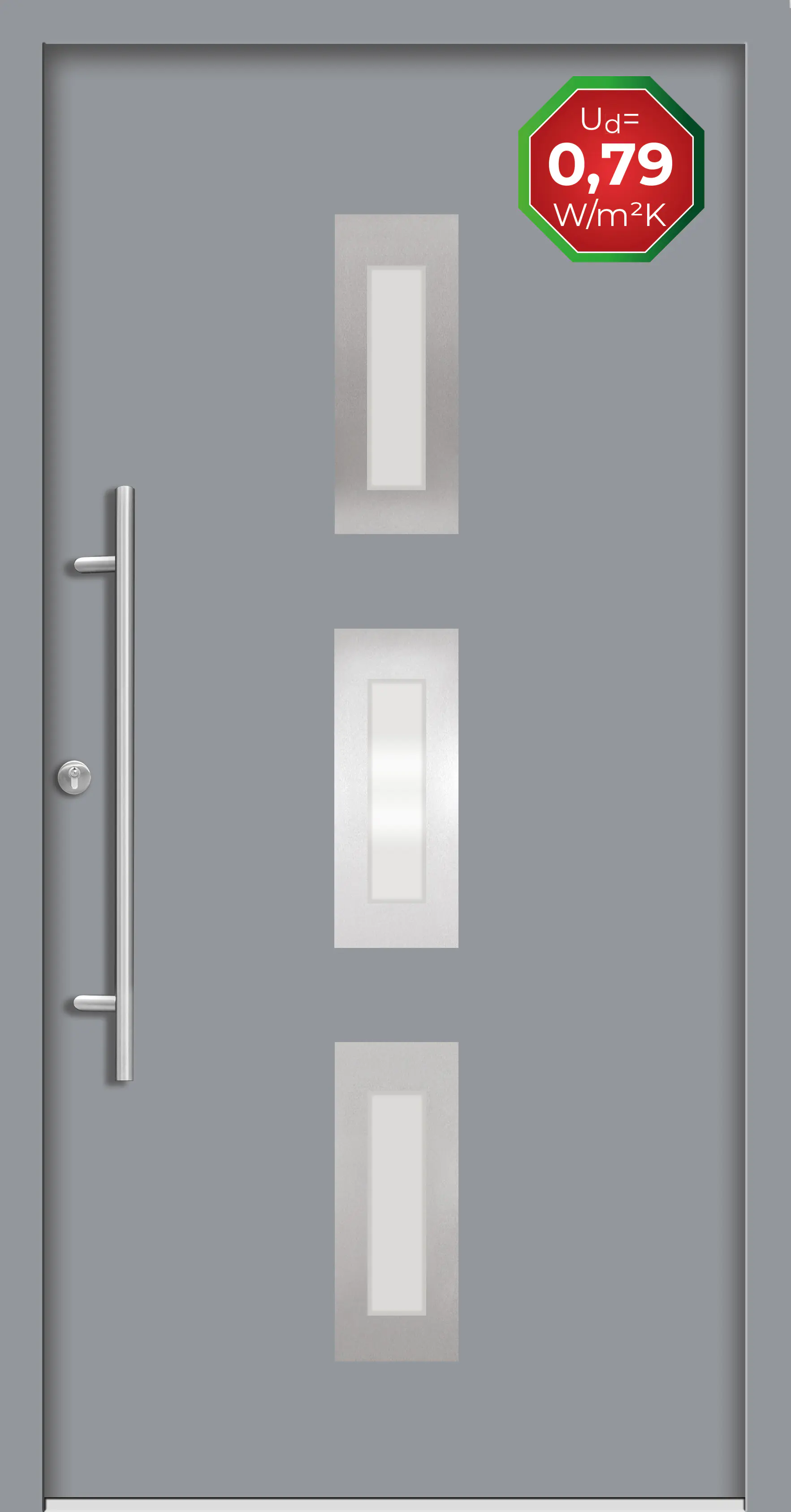 Splendoor Haustür Passivedoor Premium B02 Grau DIN Links 110 x 210 cm