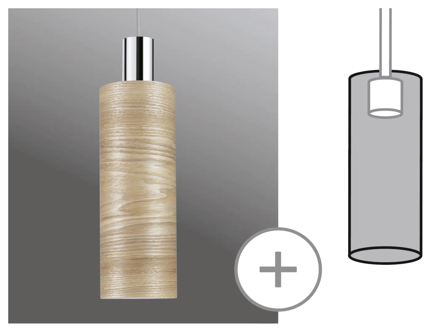 Paulmann URail Lampenschirm Vitus 2Easy Holz 11 x 30 cm