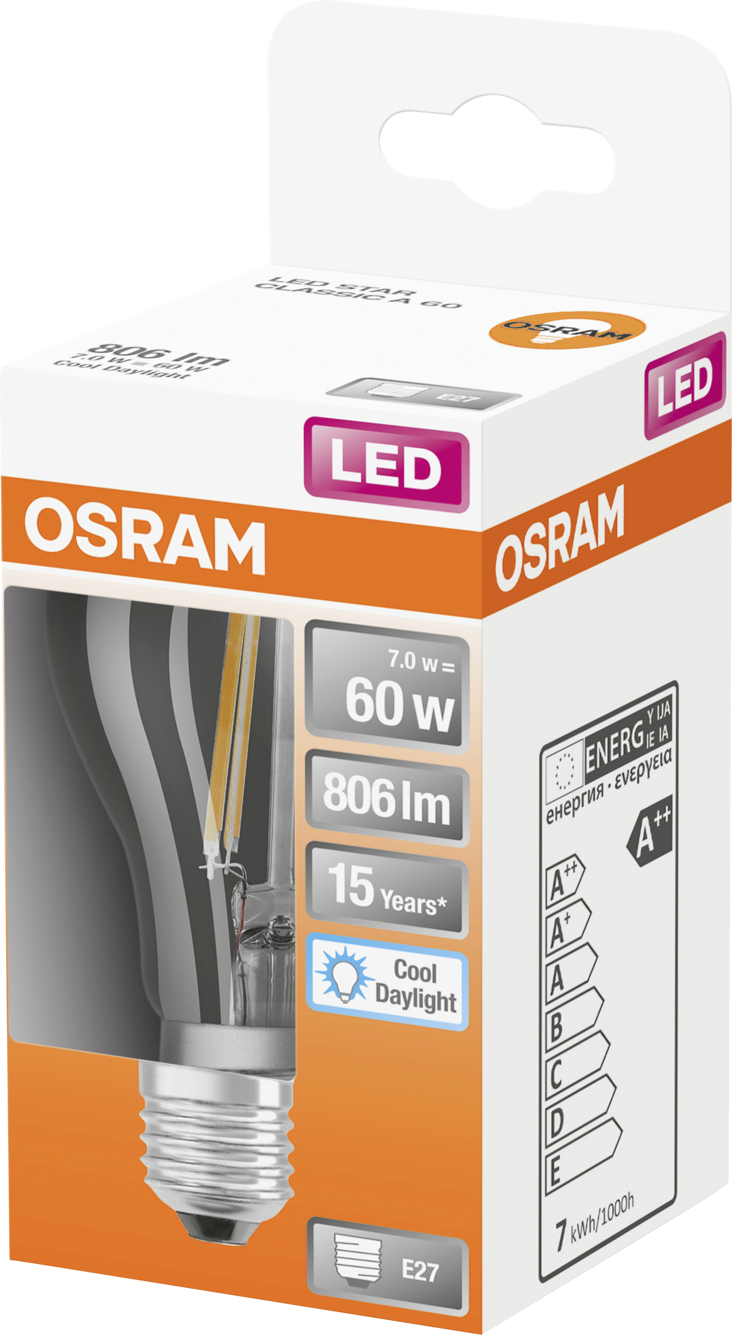 Osram LED Leuchtmittel Star Classic A 60 E27 7W kaltweiß, klar kaufen ...
