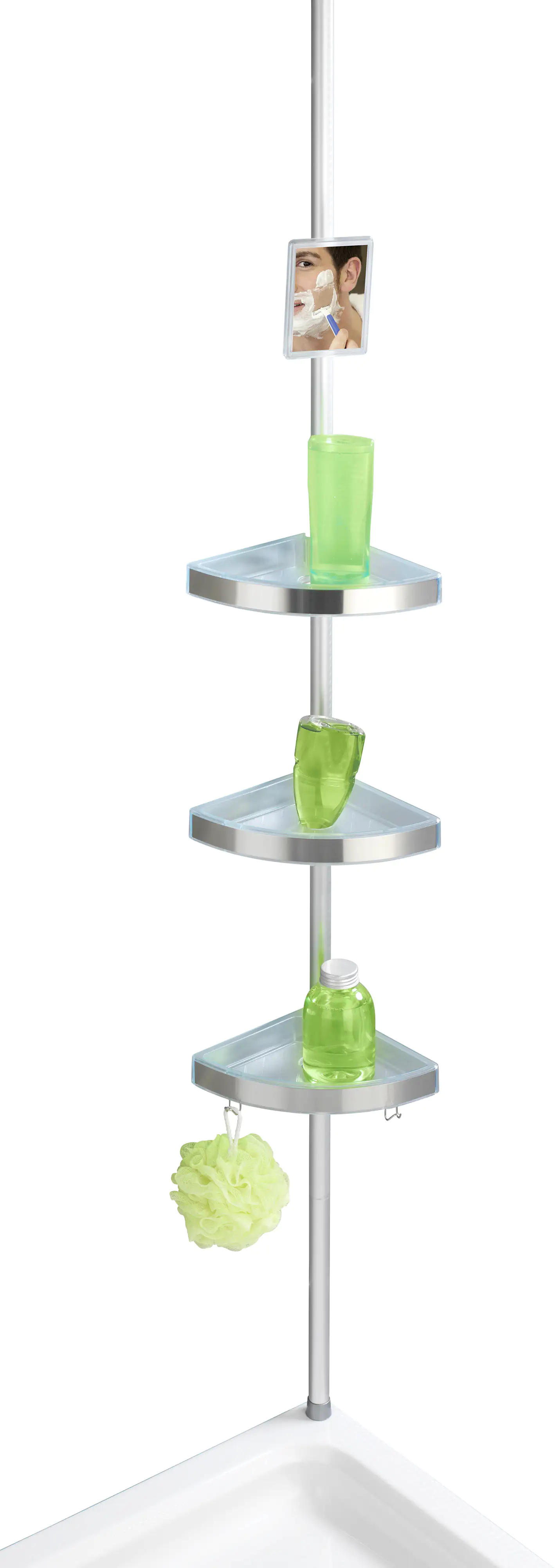 4008838203491_2667391 Wenko Teleskop Duschecke Premium Aluminium, chrom, 3 Ablagen