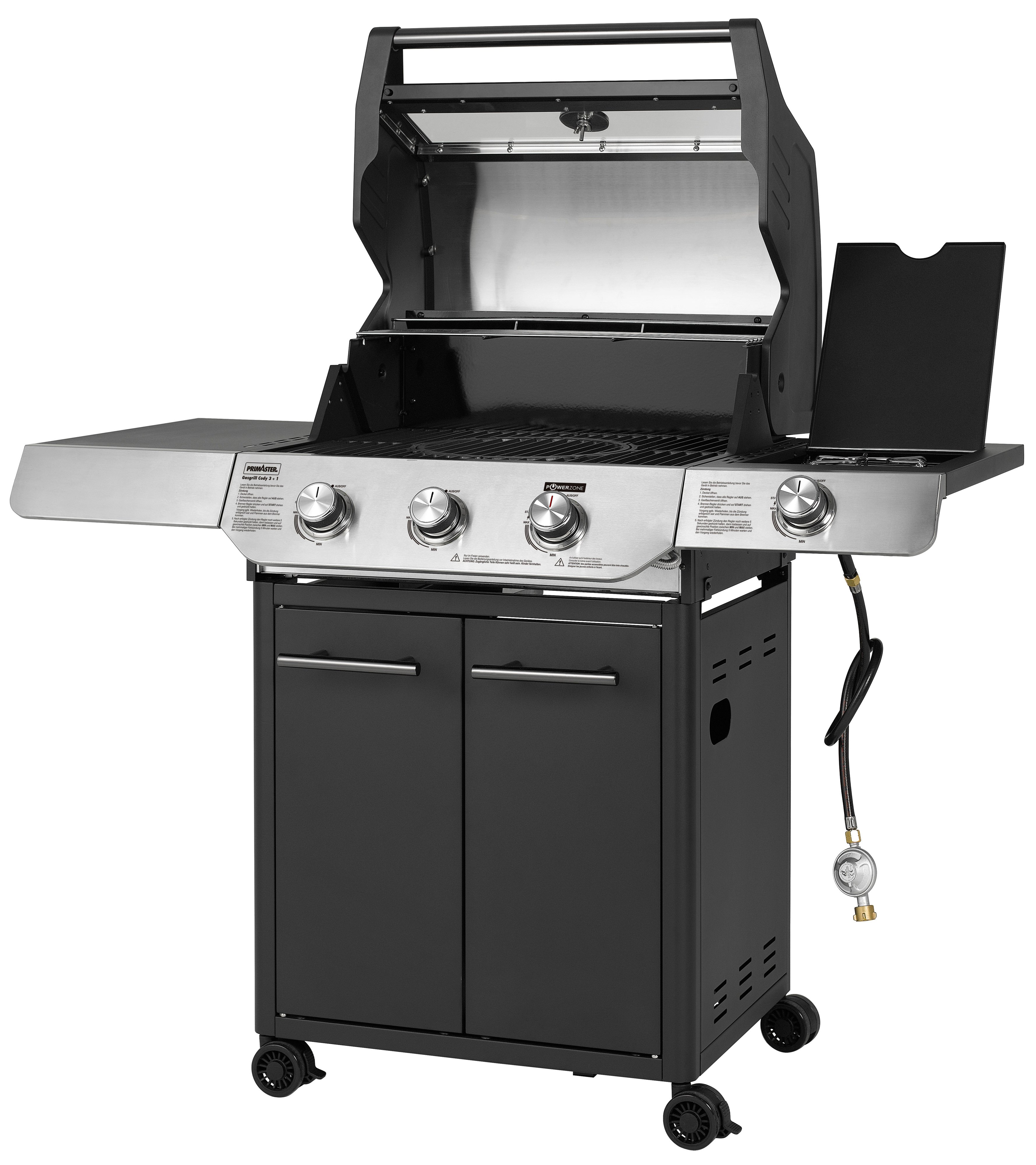 Primaster Gasgrill Cody Powerzone & Seitenbrenner Grillfläche: 63,5 x 48 cm 