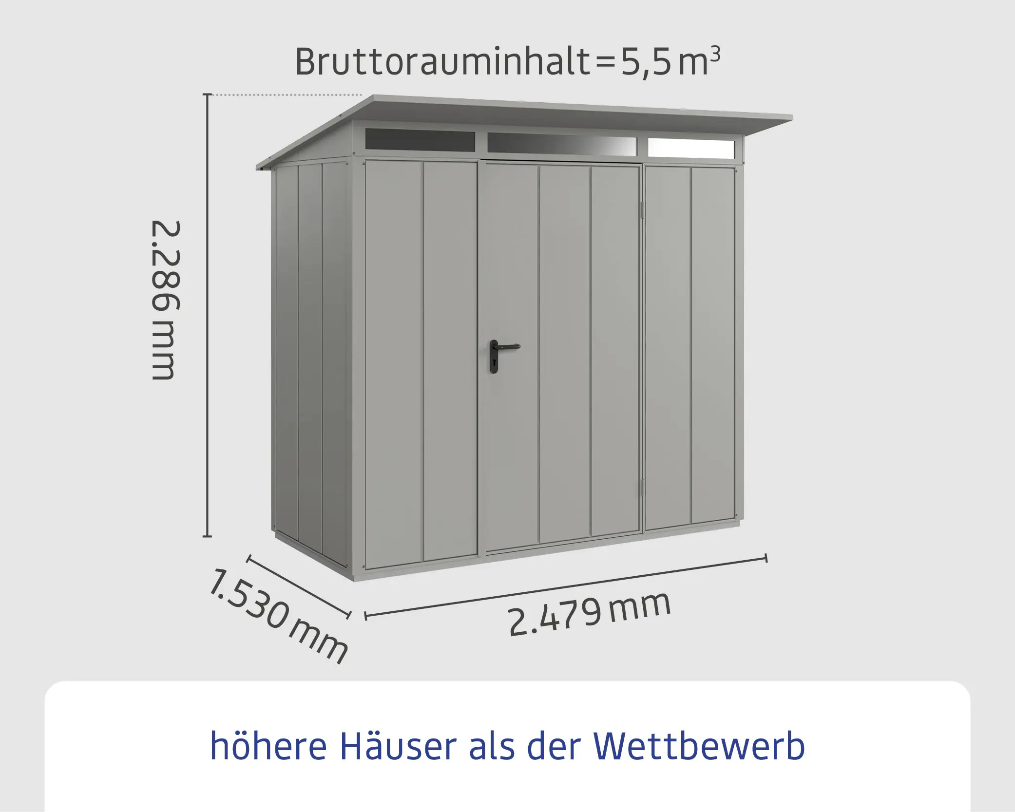 EcoStar Gerätehaus Elegant-P Typ 1 graualuminium 247,9 x 153 x 228,6 cm