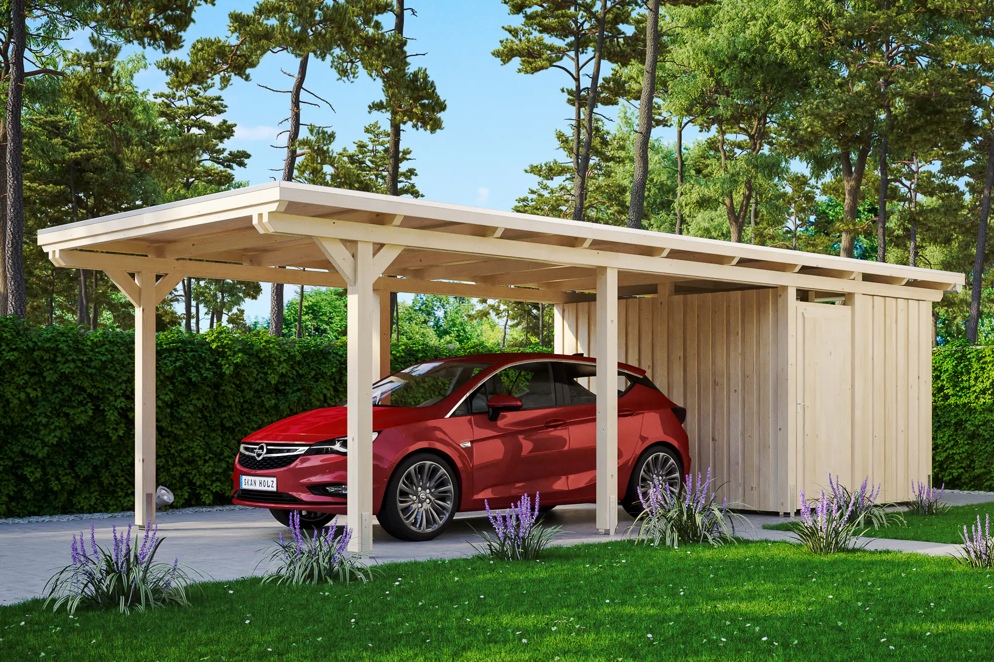 SKAN HOLZ Carport Emsland 354 x 846 cm mit Aluminiumdach mit Abstellraum