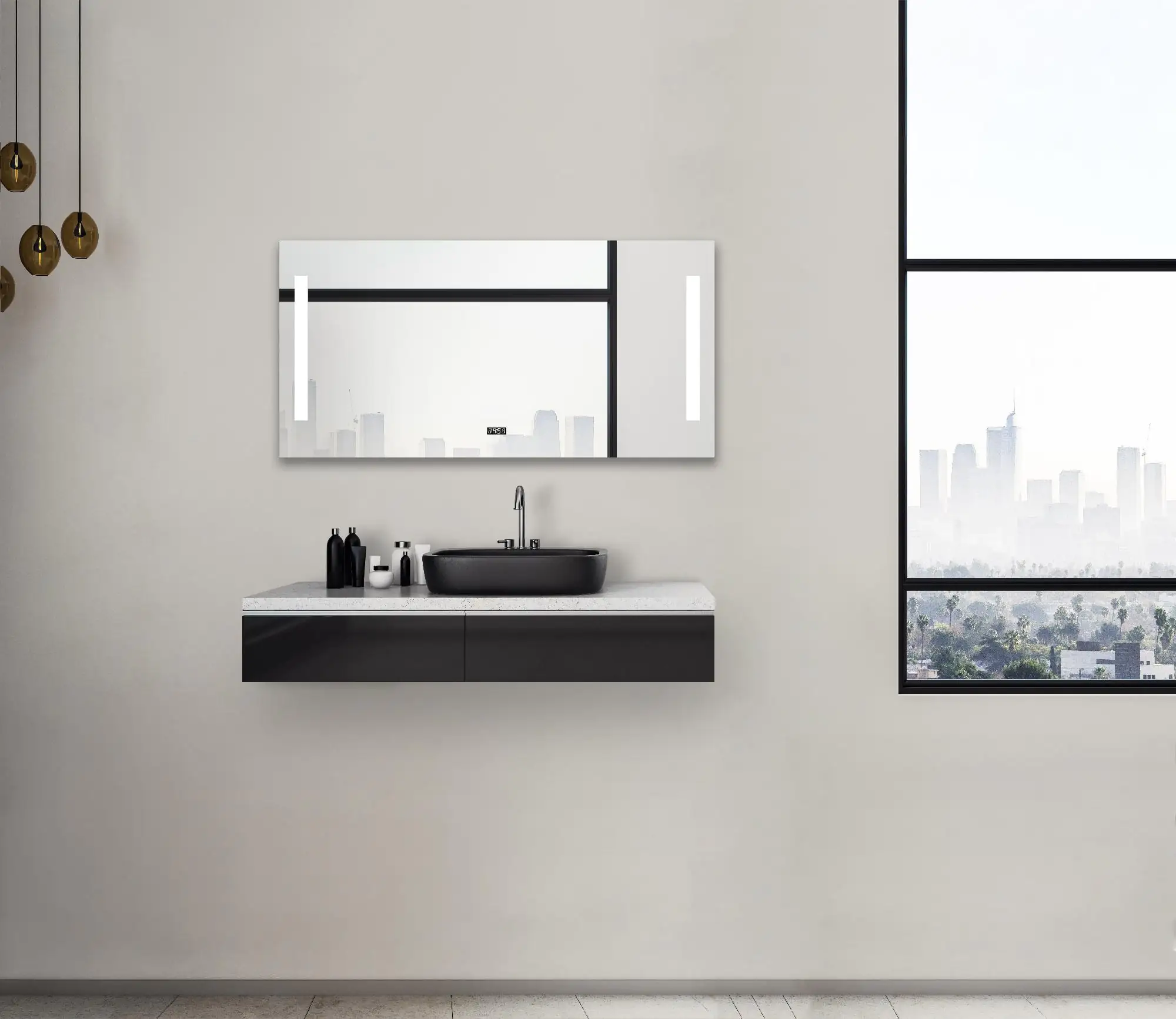 DSK LED Lichtspiegel Silver Time 120 x 60 cm