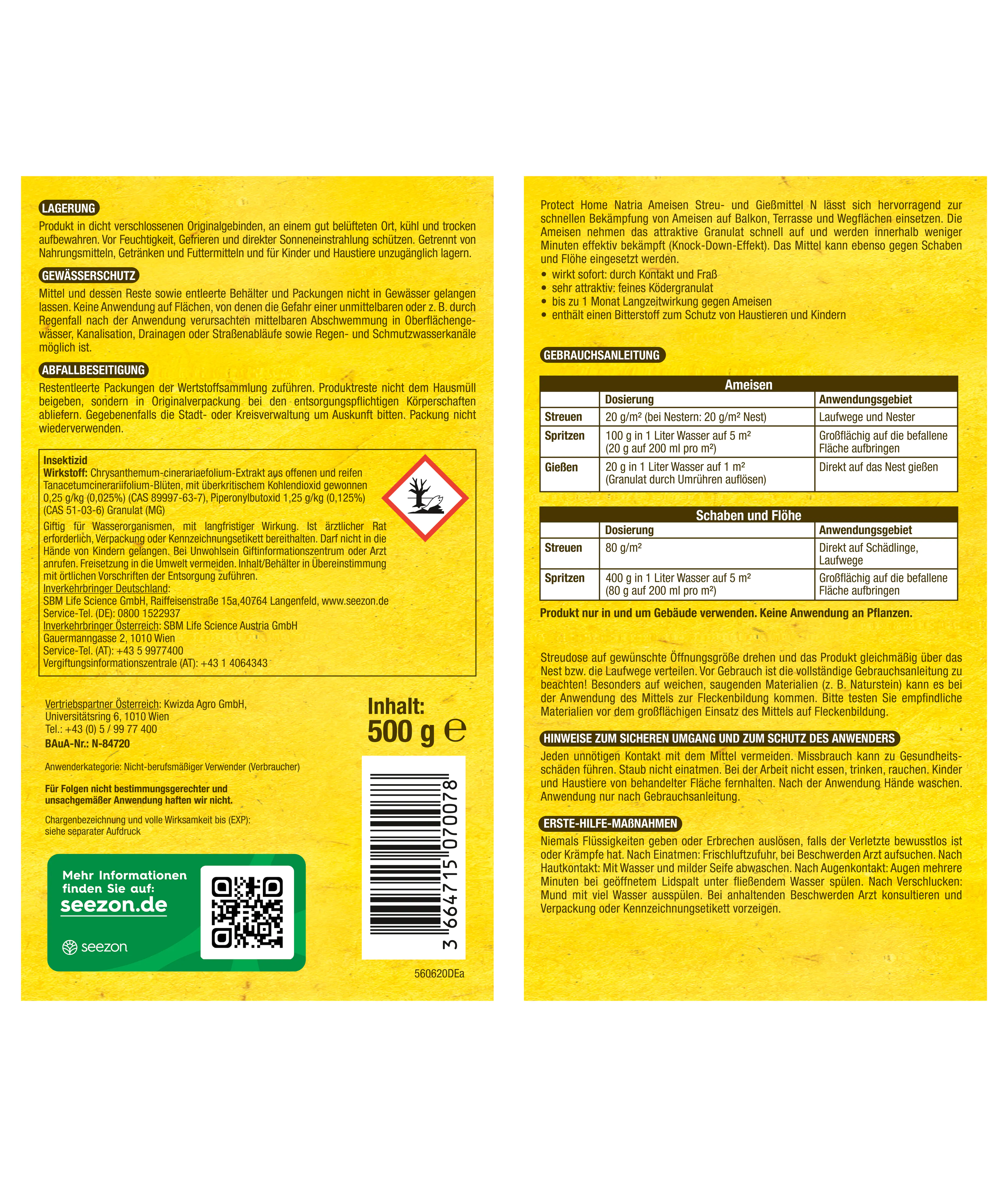 Protect Home Natria Ameisen Streu- und Gießmittel N 500 g