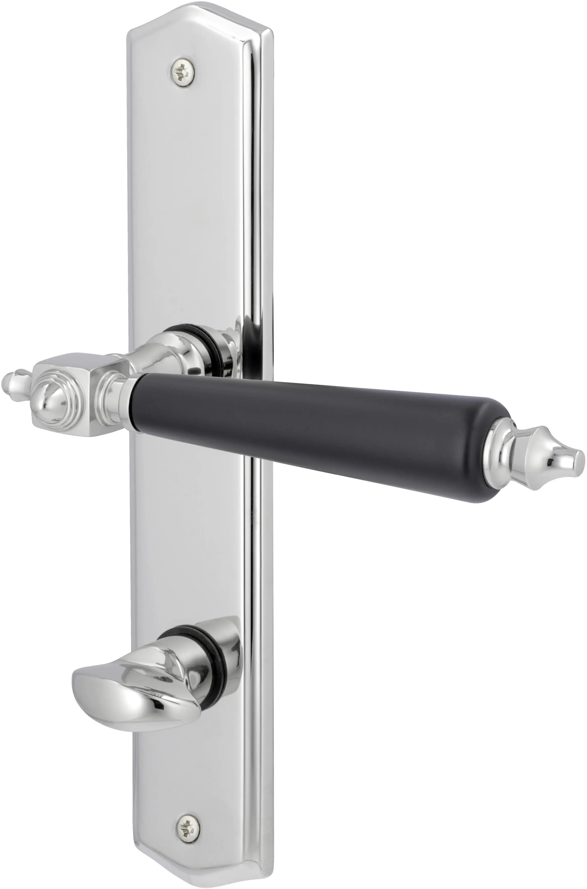 Alpertec Türgarnitur WC Langschild Odin Edelstahl poliert Griff schwarz 23 x 4,5 cm mit Sperrriegel