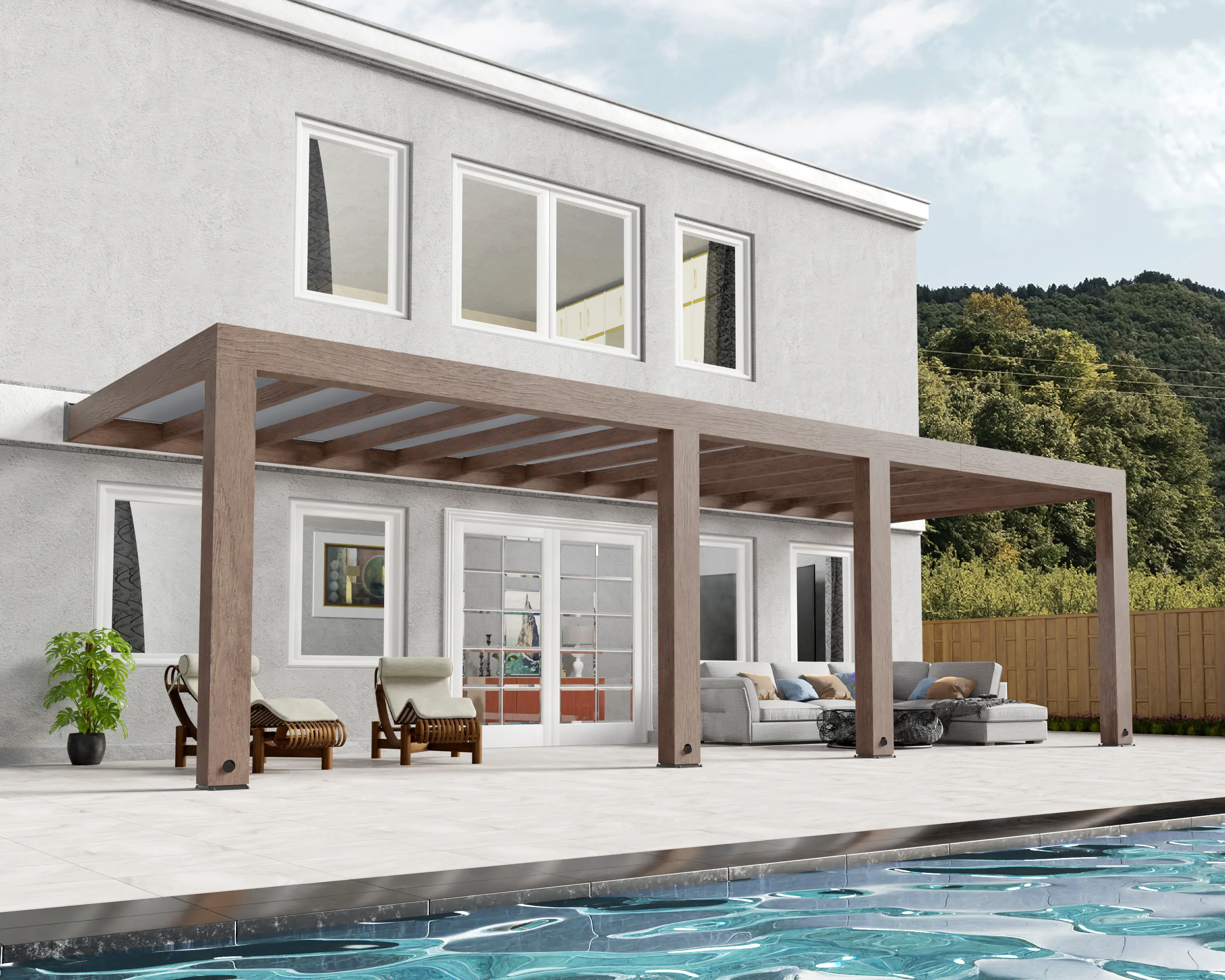 Canopia Terrassenüberdachung Helsinki Holz 860 x 294 cm braun