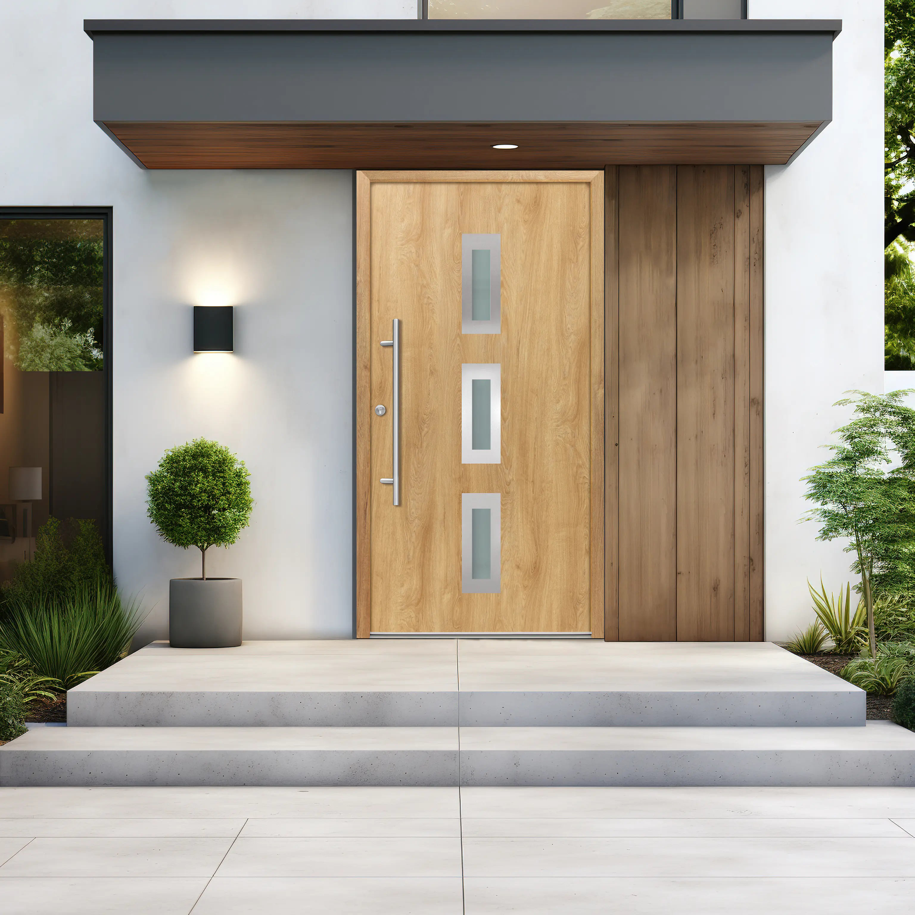 Splendoor Haustür Passivedoor Premium B02 Eiche Natur DIN Links 100 x 210 cm