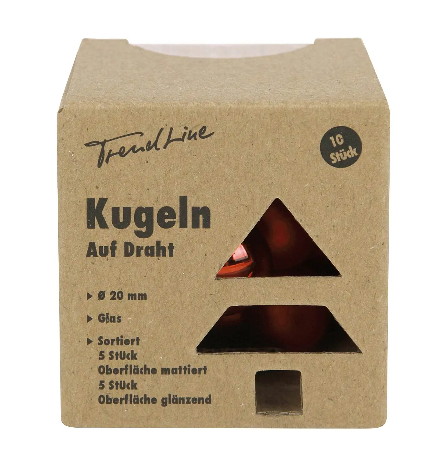 TrendLine Weihnachtskugeln aus Glas auf Draht Ø 2 cm rot 10 Stück