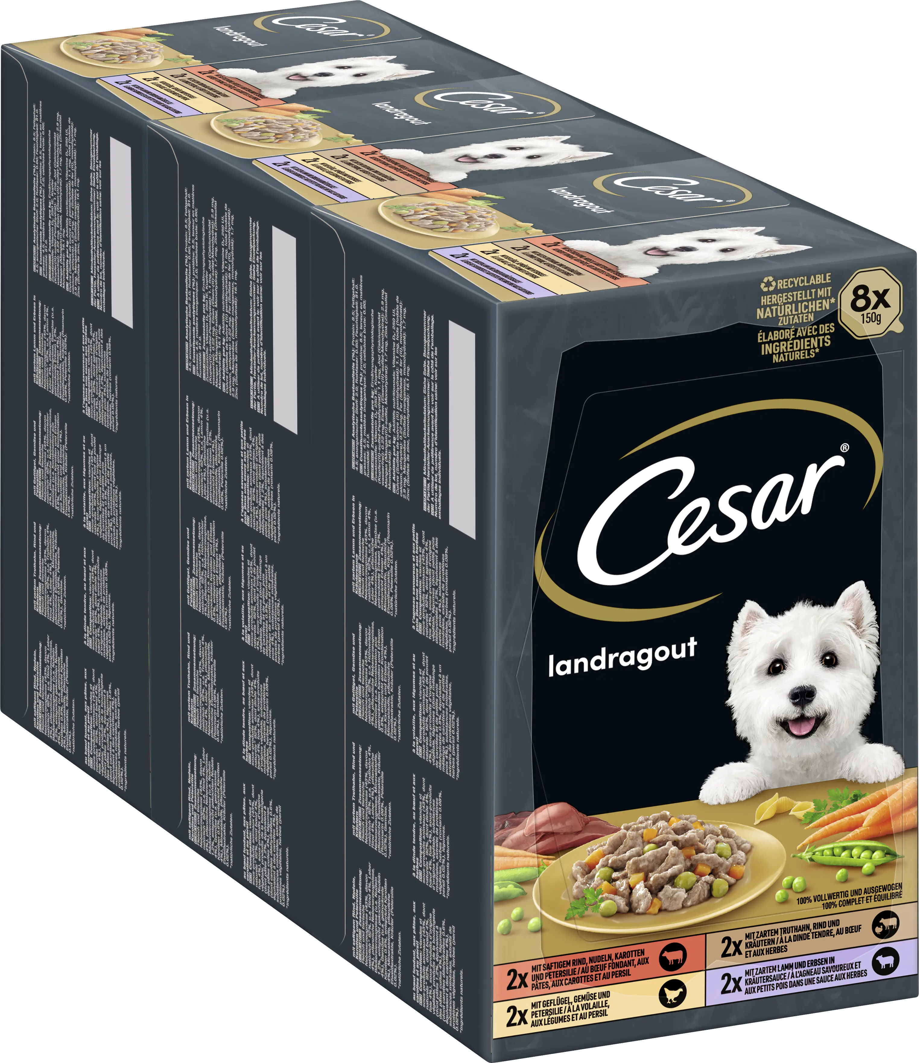 Cesar Hundenassfutter Adult 8 x 150 g Landküche Selektion 