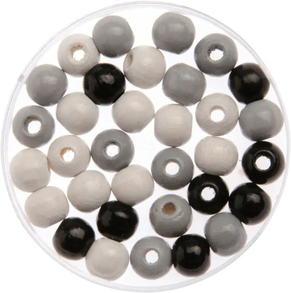 Glorex Holzperle schwarz/grau/weiß 10 mm - 47 Stück