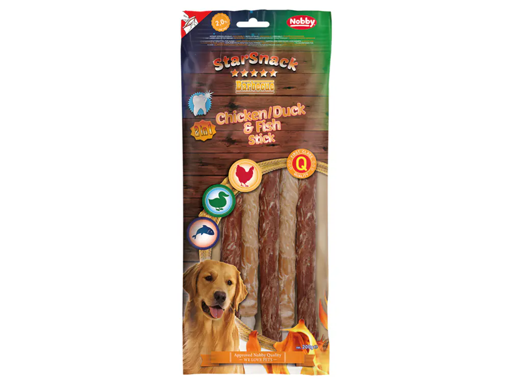 Nobby StarSnack Hundeleckerli Barbecue Chicken, Duck & Fish Stick 200 g