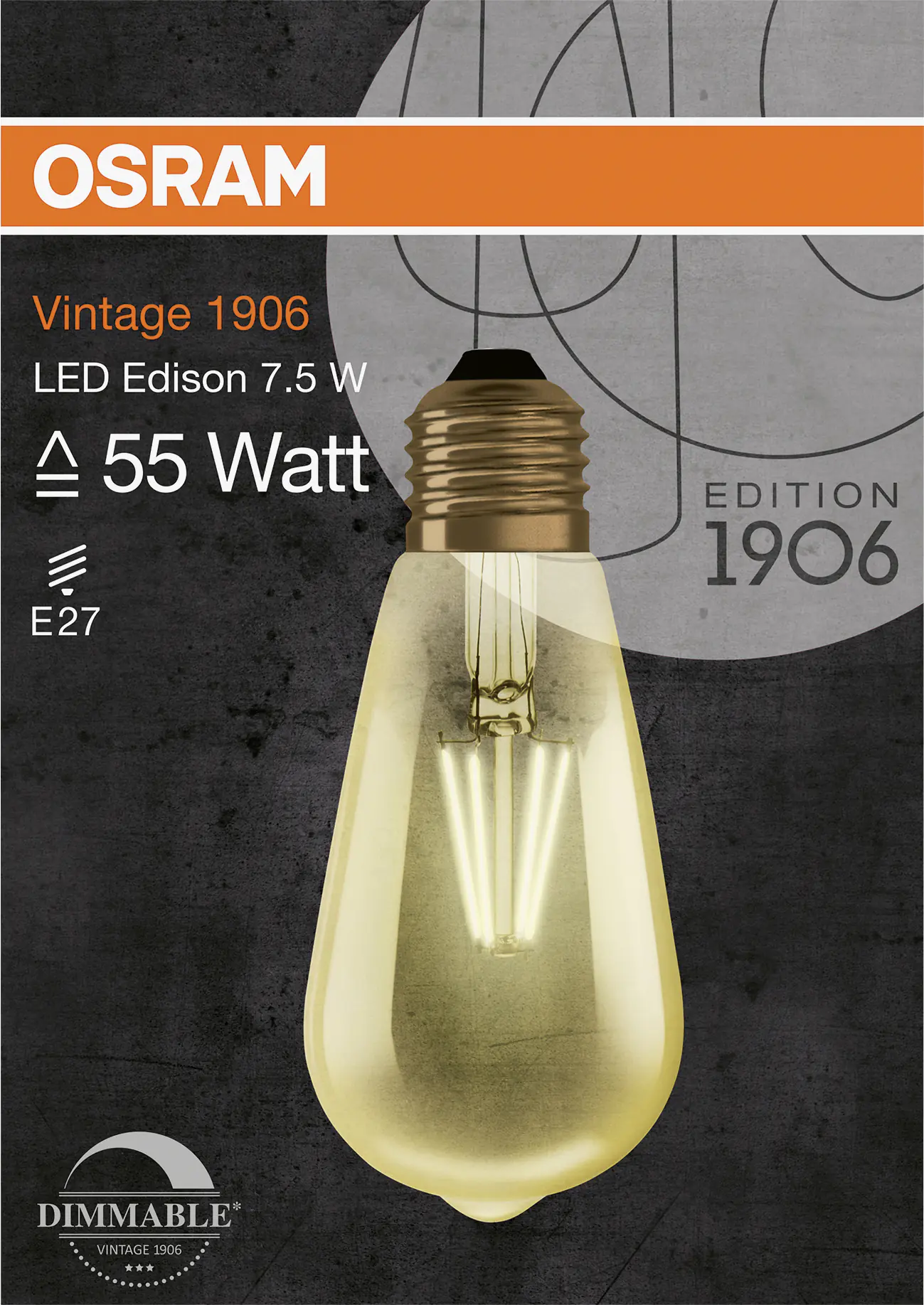 Osram LED Leuchtmittel Vintage 1906 Edison E27 6,5W warmweiß