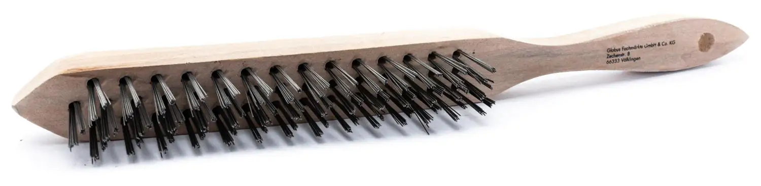 TrendLine Drahtbürste 3-reihig Stahl mit Holzgriff