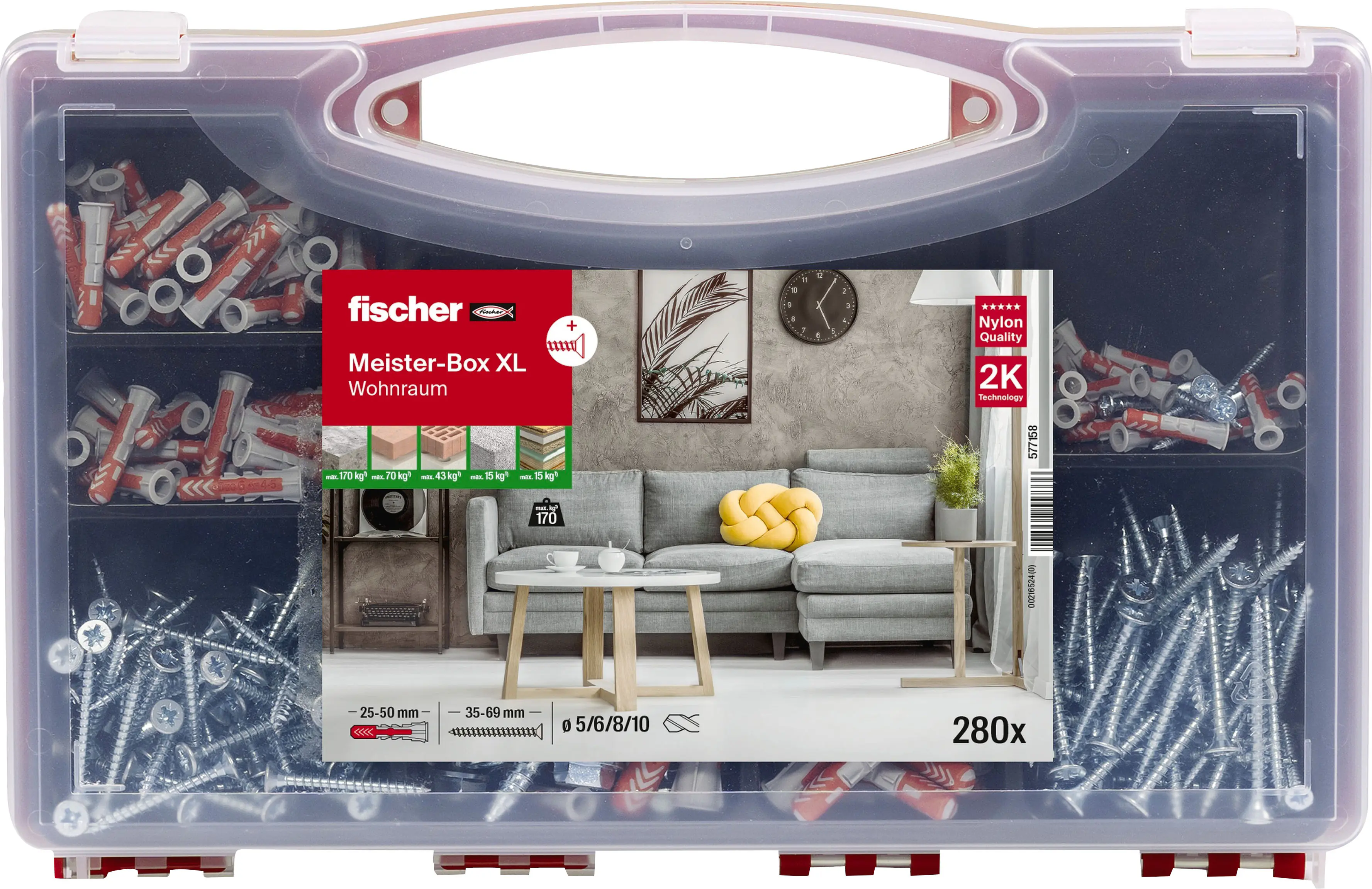 fischer Meister-Box XL Wohnraum + Schrauben - 280 Teile