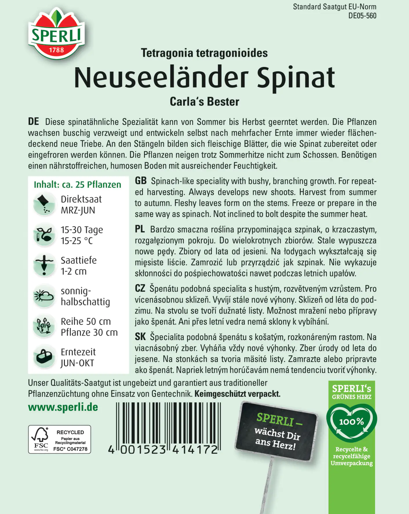 Sperli Neuseeländer Spinat Carla's Bester
