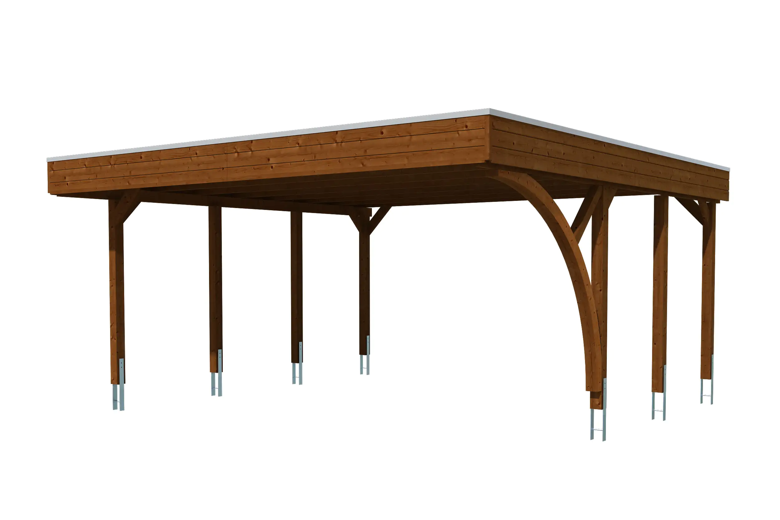 SKAN HOLZ Friesland Carport Set 7 557 x 555 cm, lasiert in Nussbaum