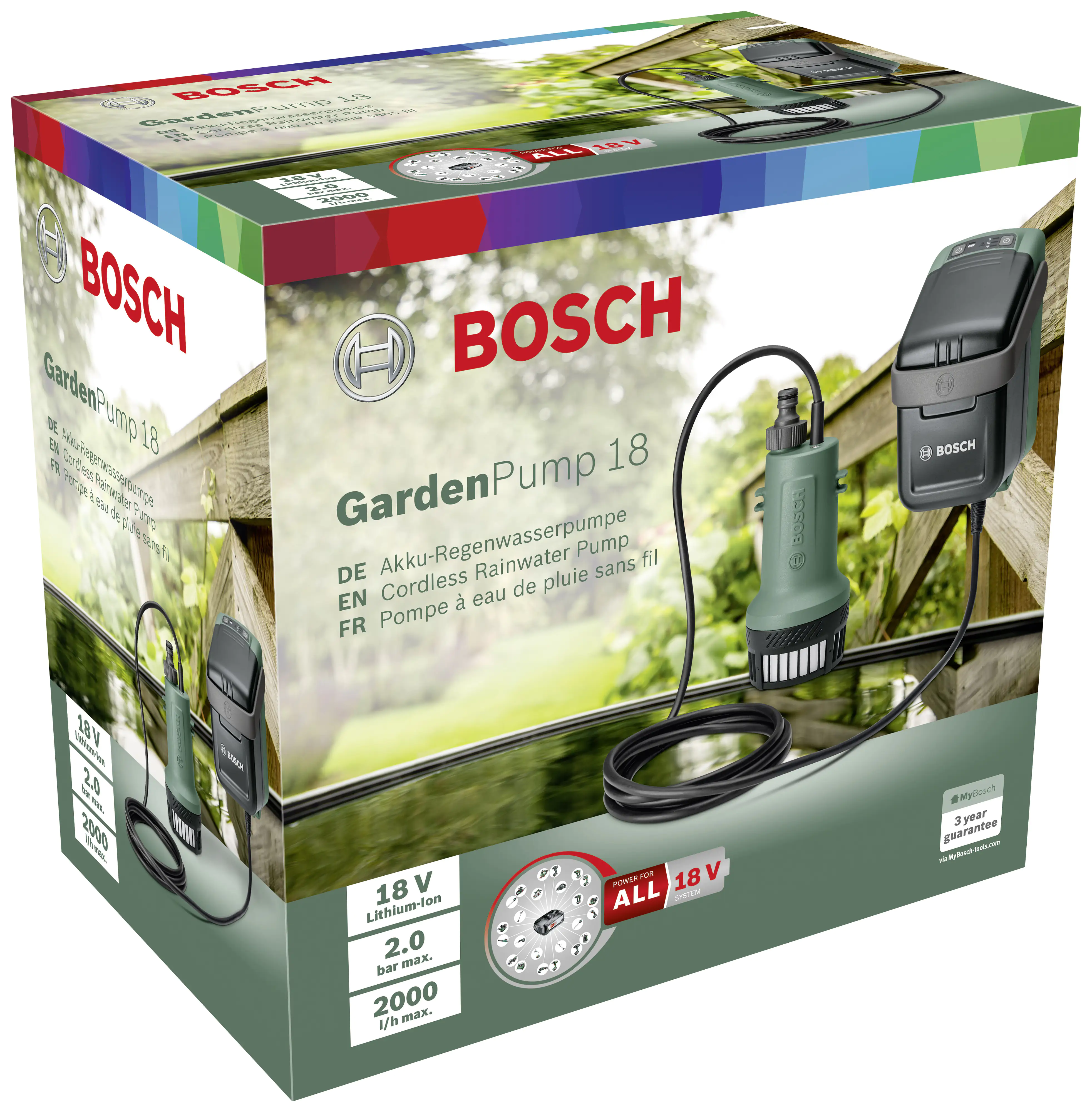 Bosch Akku-Tauchpumpe GardenPump 18 18V 2,5 Ah mit Akku & Ladegerät