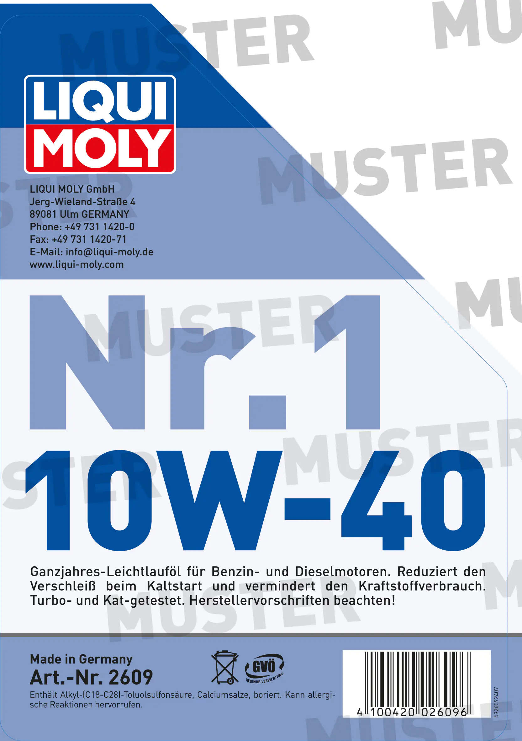 Liqui Moly Motoröl Nr. 1 Leichtlauf 10W-40 5 L Liqui Moly Motoröl Nr. 1 Leichtlauf 10W-40 5 L