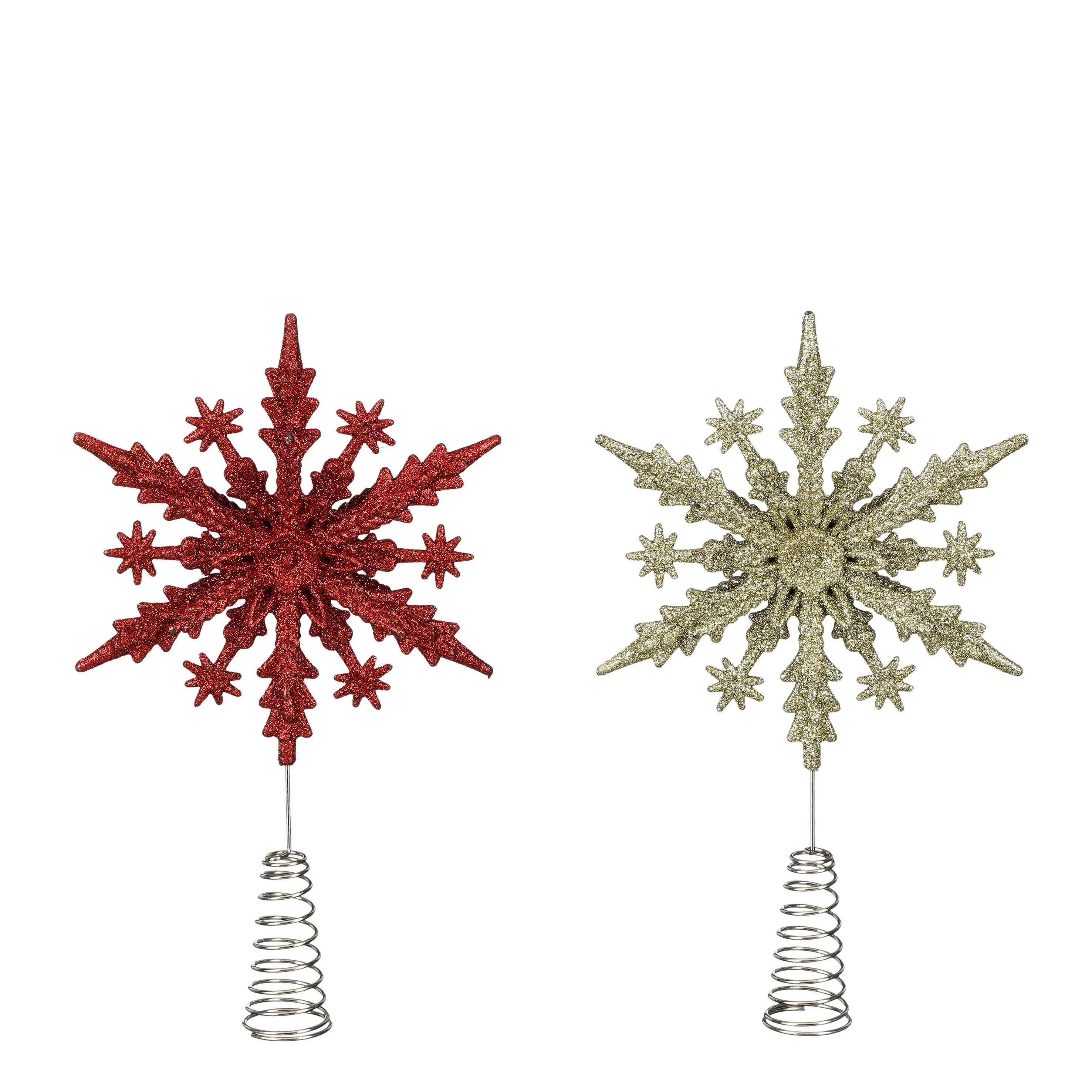 Christbaumspitze aus Kunststoff Weihnachtsstern rot gold 23 cm 2-fach sortiert