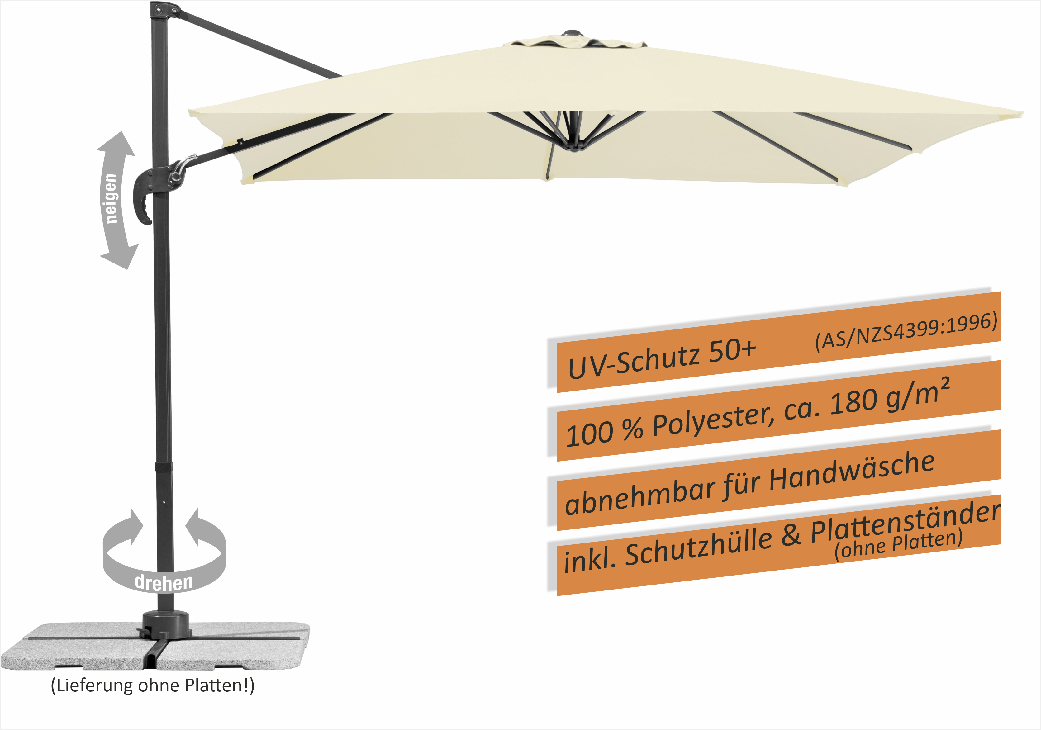 Schneider Ampelschirm Rhodos Junior natur, 270 x 270 cm kaufen Globus