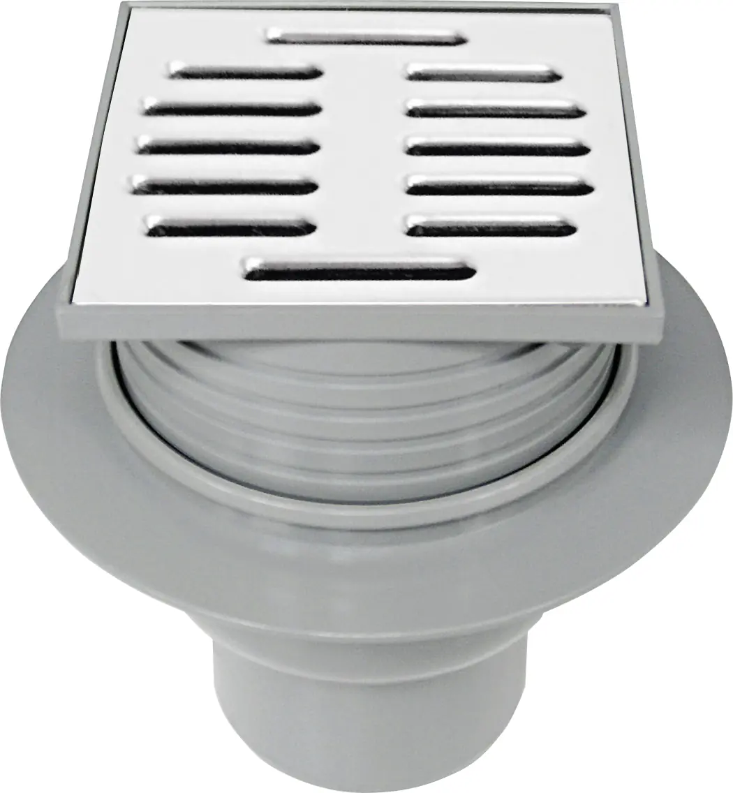 ACO Balkon/Terrassenablauf 100 x 100 mm  DN75, grau, Ablauf senkrecht