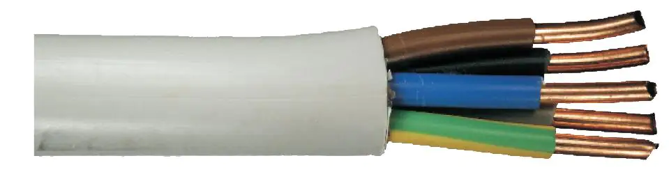 Feuchtraumleitung NYM-J 5 x 6 - 1 Meter, grau