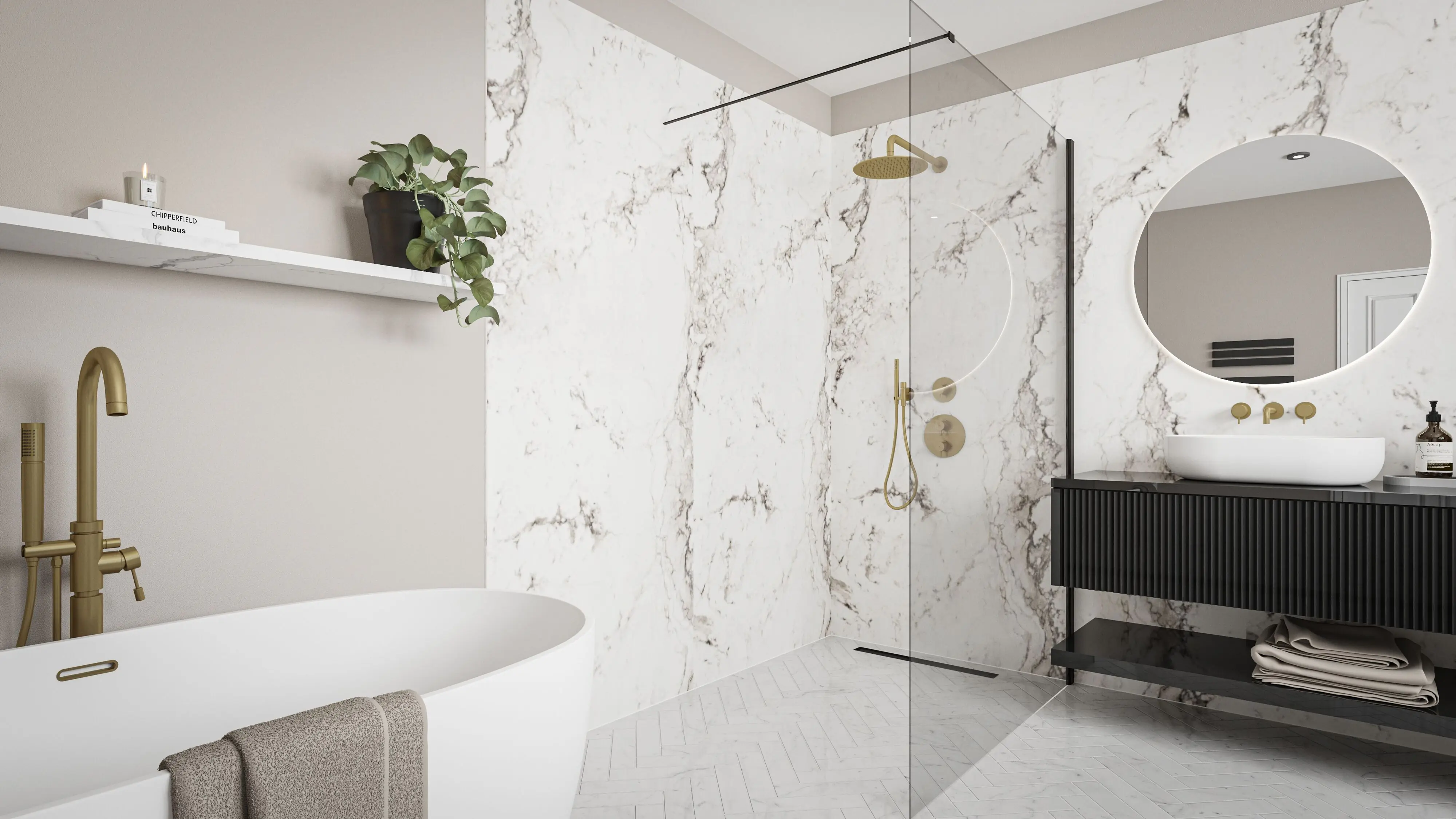 Wetwall Elite Wandpaneel  Romana Marble 60 x 242 cm mit Nut & Feder