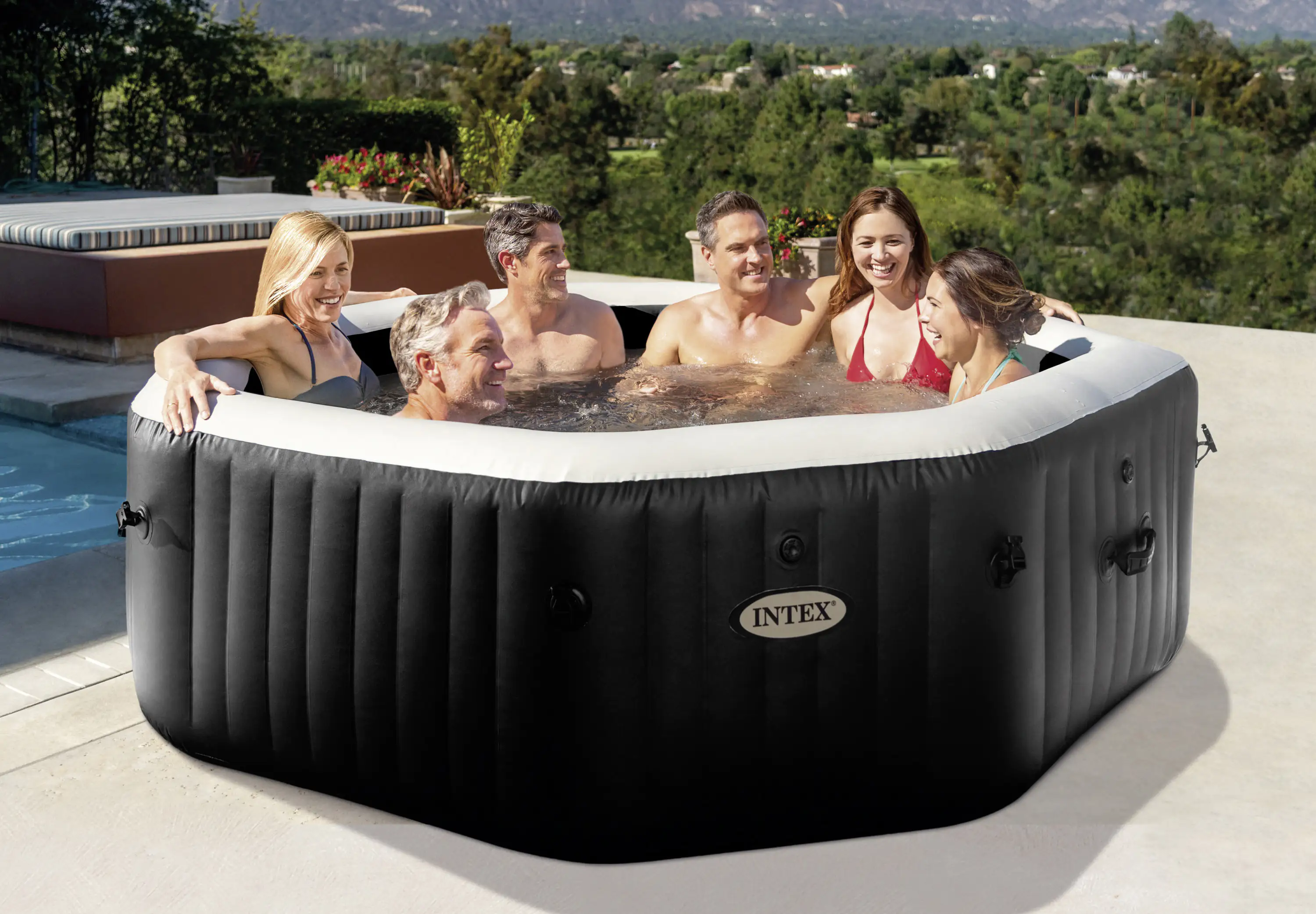 Intex Pure Spa Octagon Bubble Jet mit Salzwassersystem Ø 218 x 71 cm