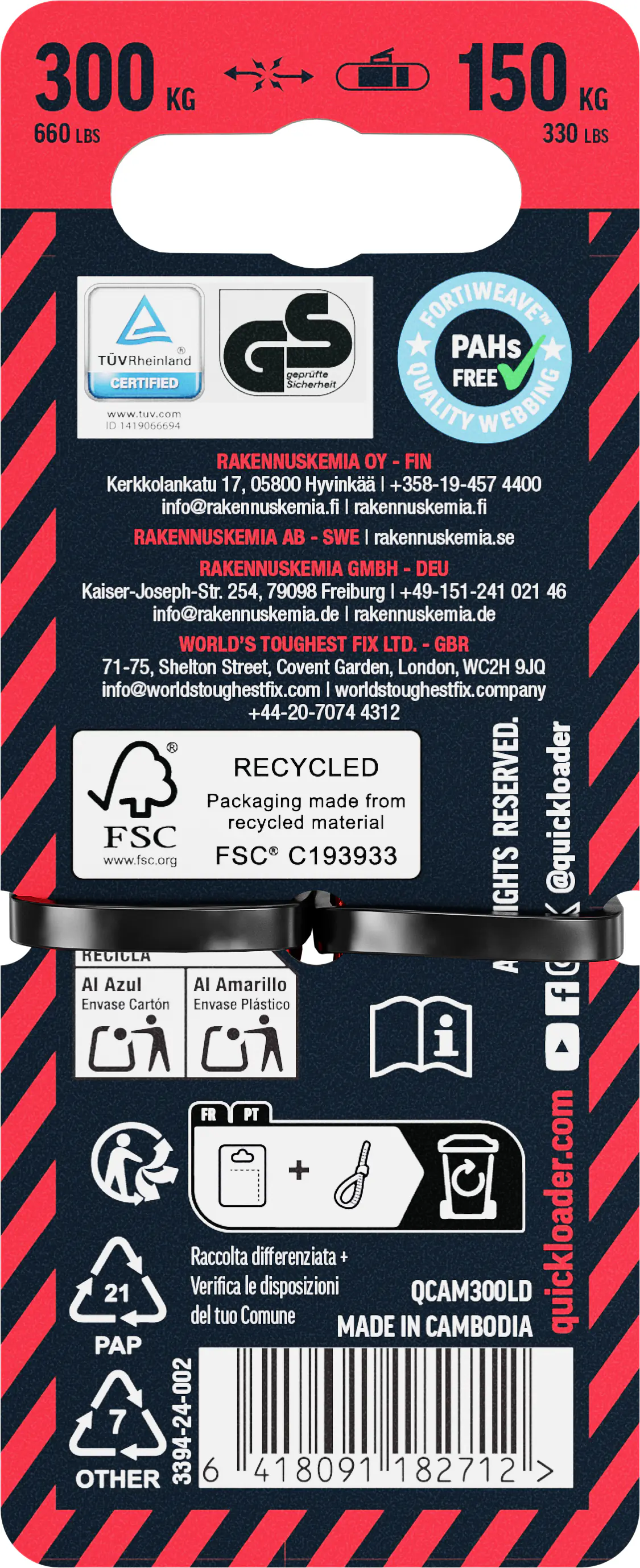 QUICKLOADER® Spanngurt Cambuckle 20 mm x 2,5 m 2 Stück rot