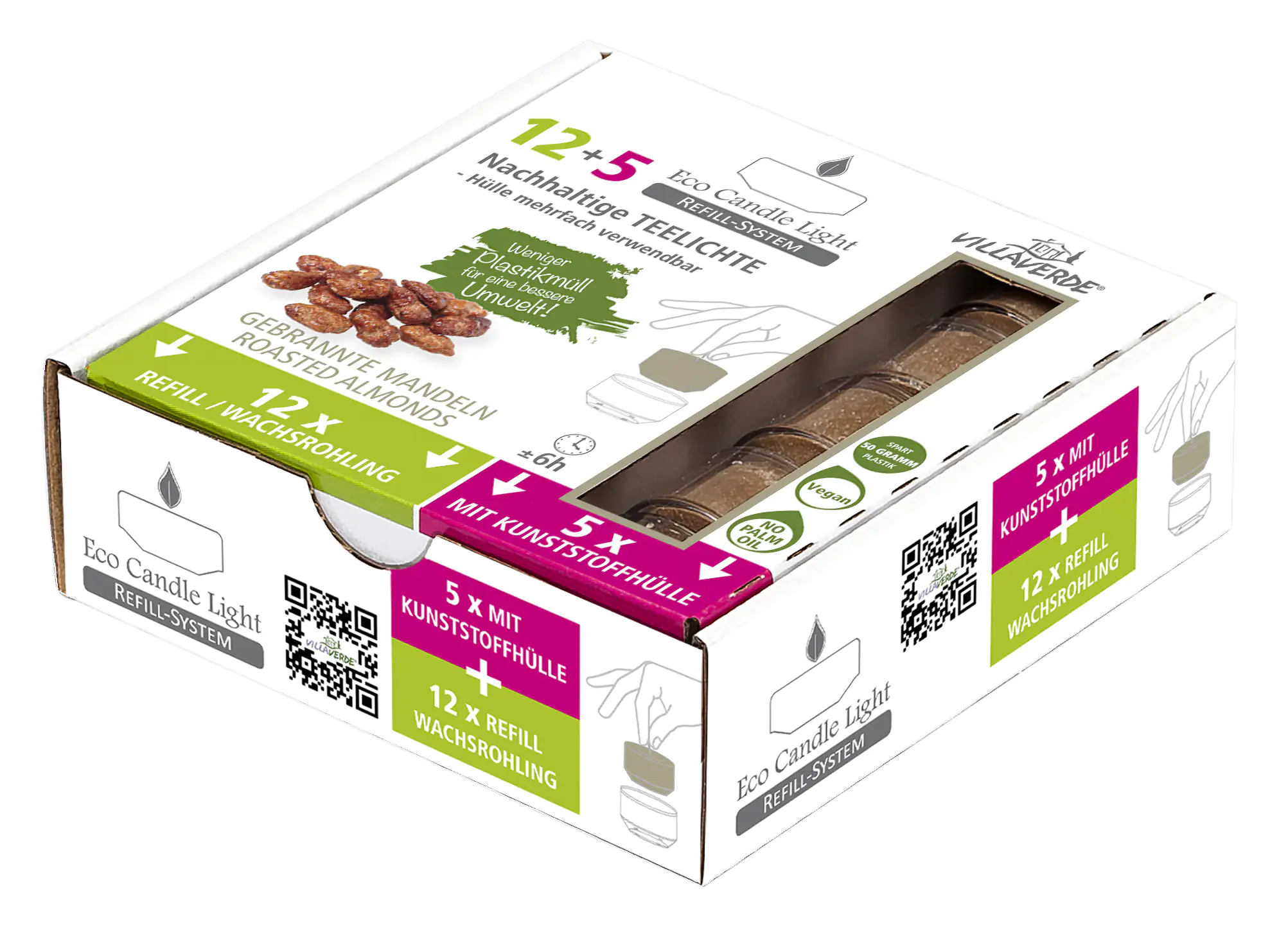 Villa Verde Duftteelichter ECL refill gebr. Mandeln (5x m.Hülle+ 12x refill) Villa Verde Duftteelichter ECL refill gebr. Mandeln (5x m.Hülle+ 12x refill)