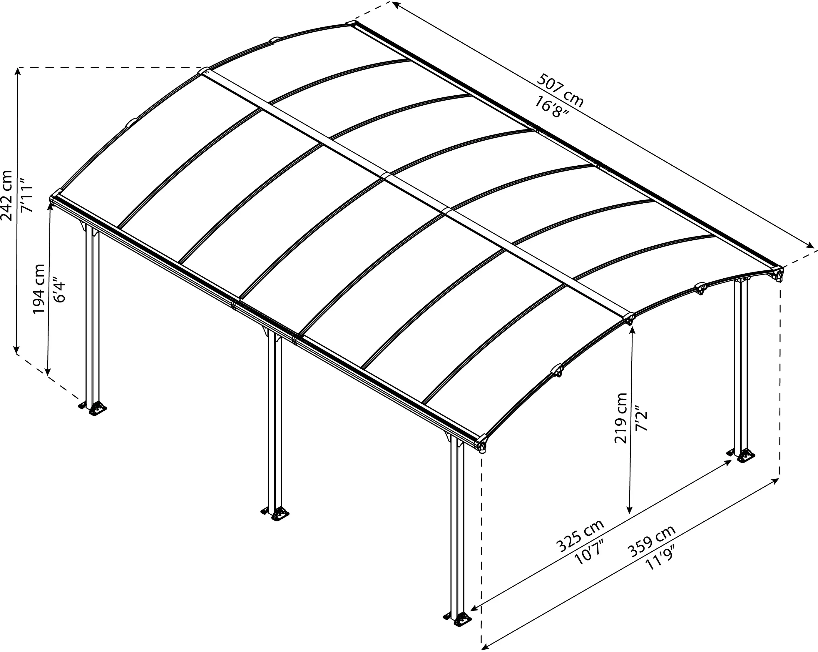 Canopia Carport Tucson  507 x 359 cm anthrazit