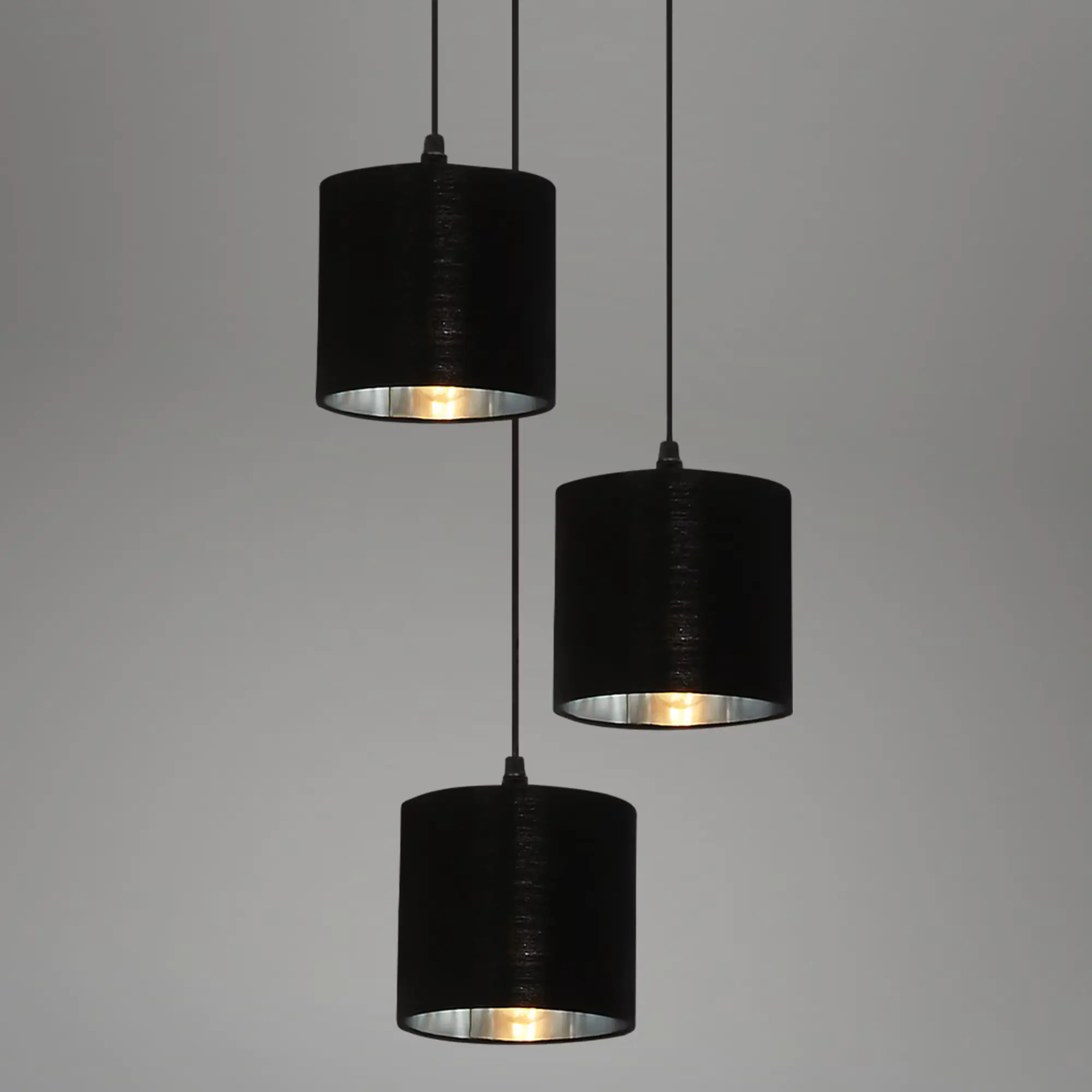 Briloner Pendelleuchte LURI antik-silber Stoff 3xE14 exklusive