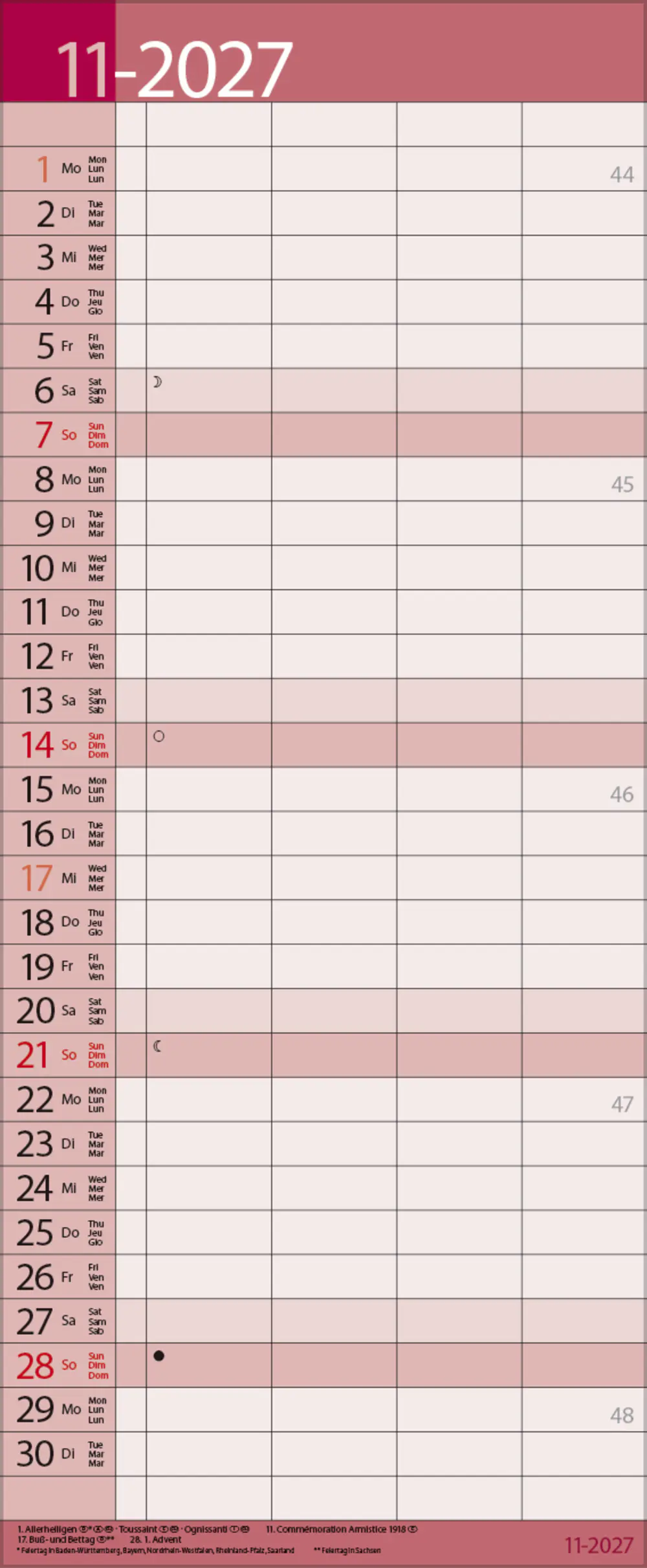 Korsch Kalender Family Timer Lifestyle 2027 