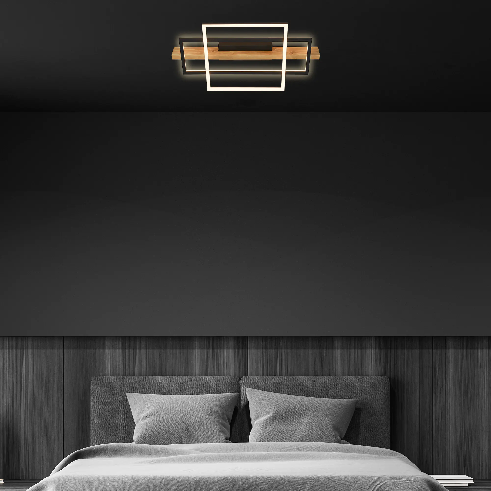 Briloner LED-Deckenleuchte CADRE schwarz Holz 32W Briloner LED-Deckenleuchte CADRE schwarz Holz 32W