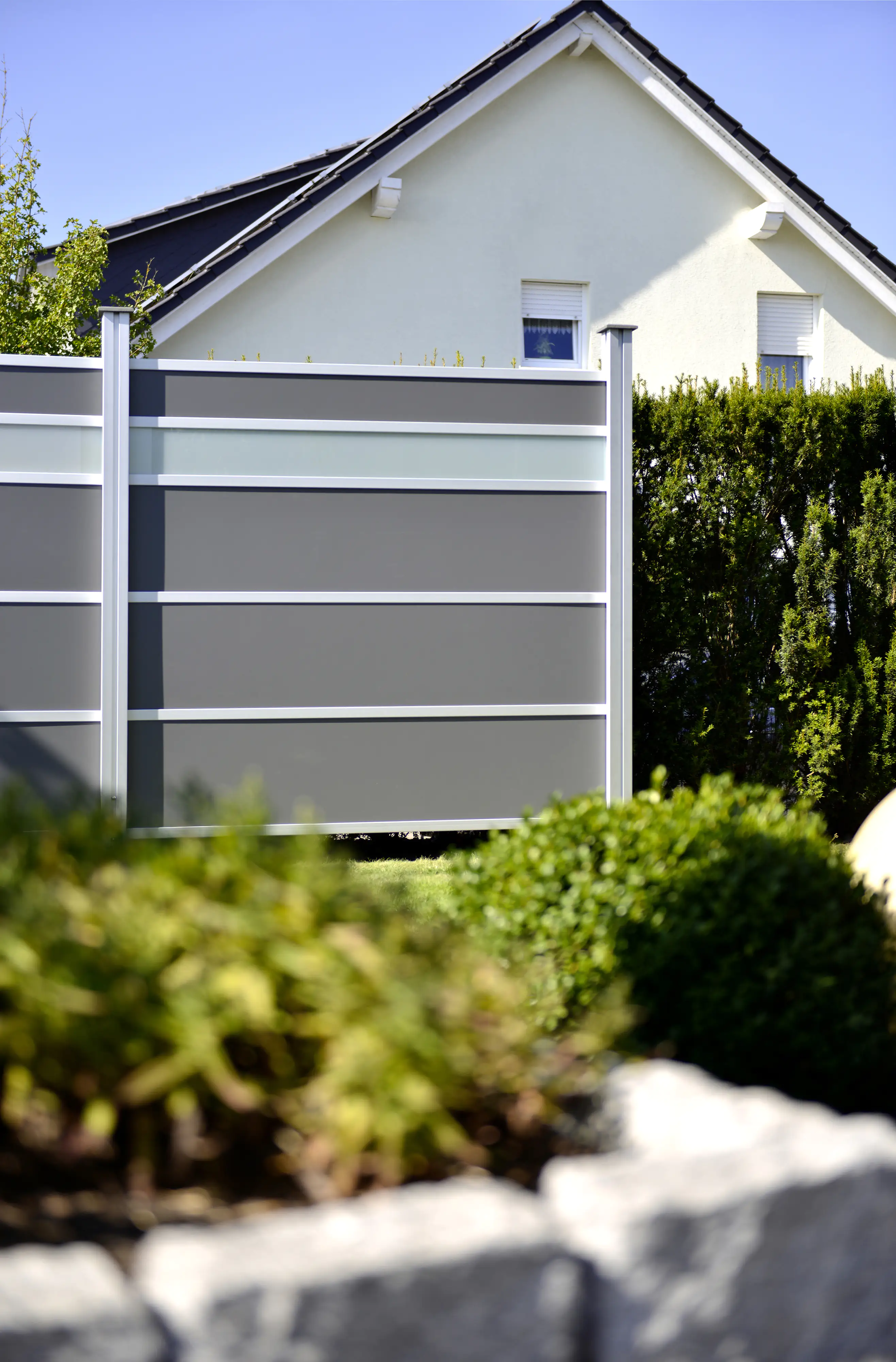 Osmo Sichtschutzelement HPL Elegance Grundelement viergeteilt, grau