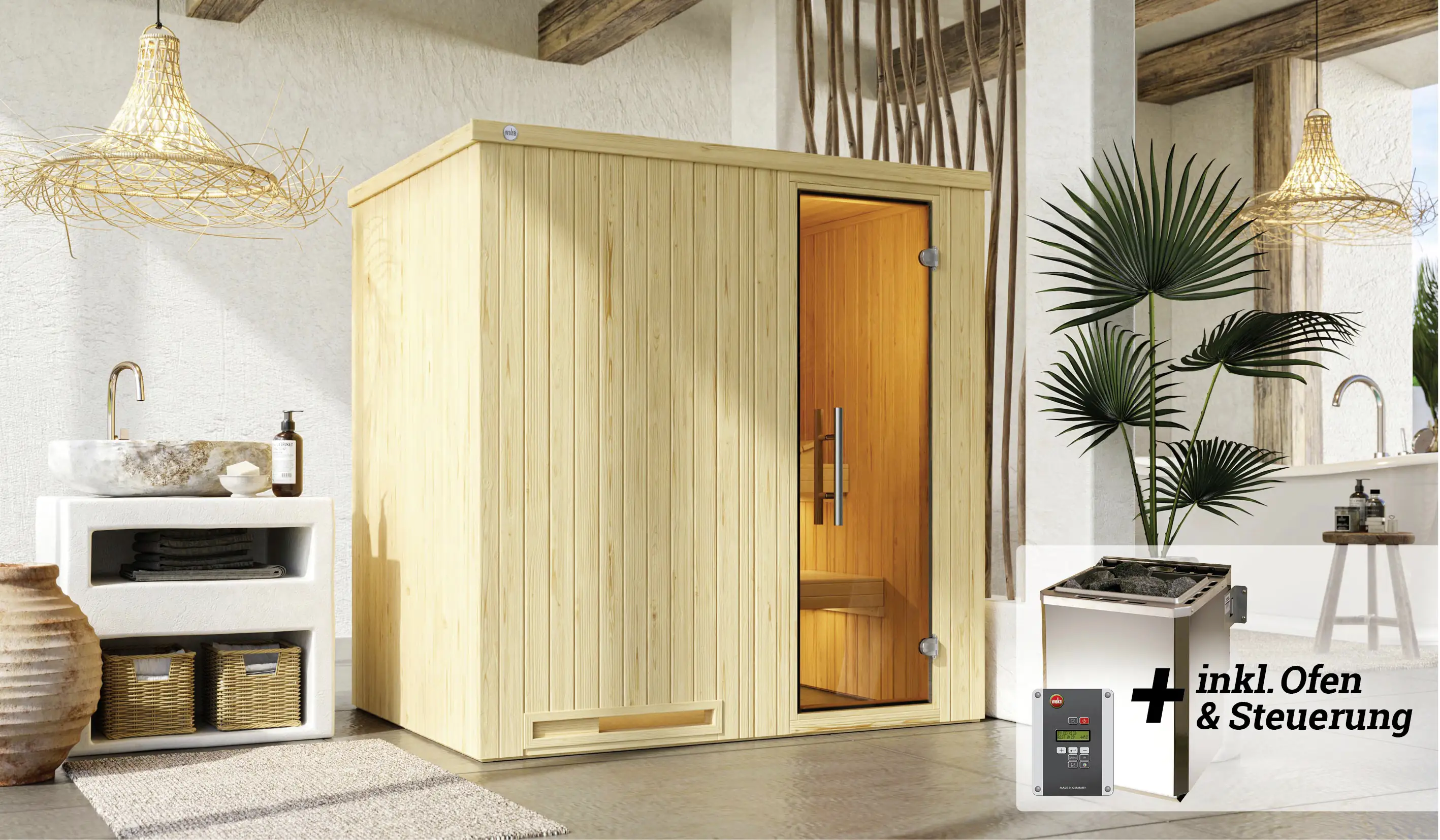 Weka Elementsauna Halmstad Gr. 1 Sparset 7,5 kw BioS