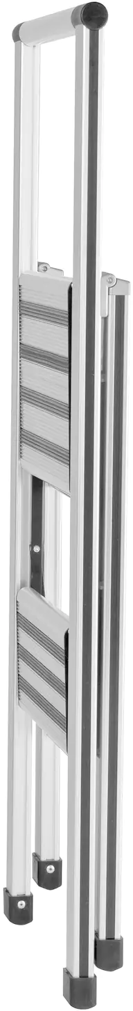 4008838601037_1379136 Wenko Alu-Design Klapptrittleiter 2-stufig, Ultraflach, Breite Stufen, max. 150 kg,