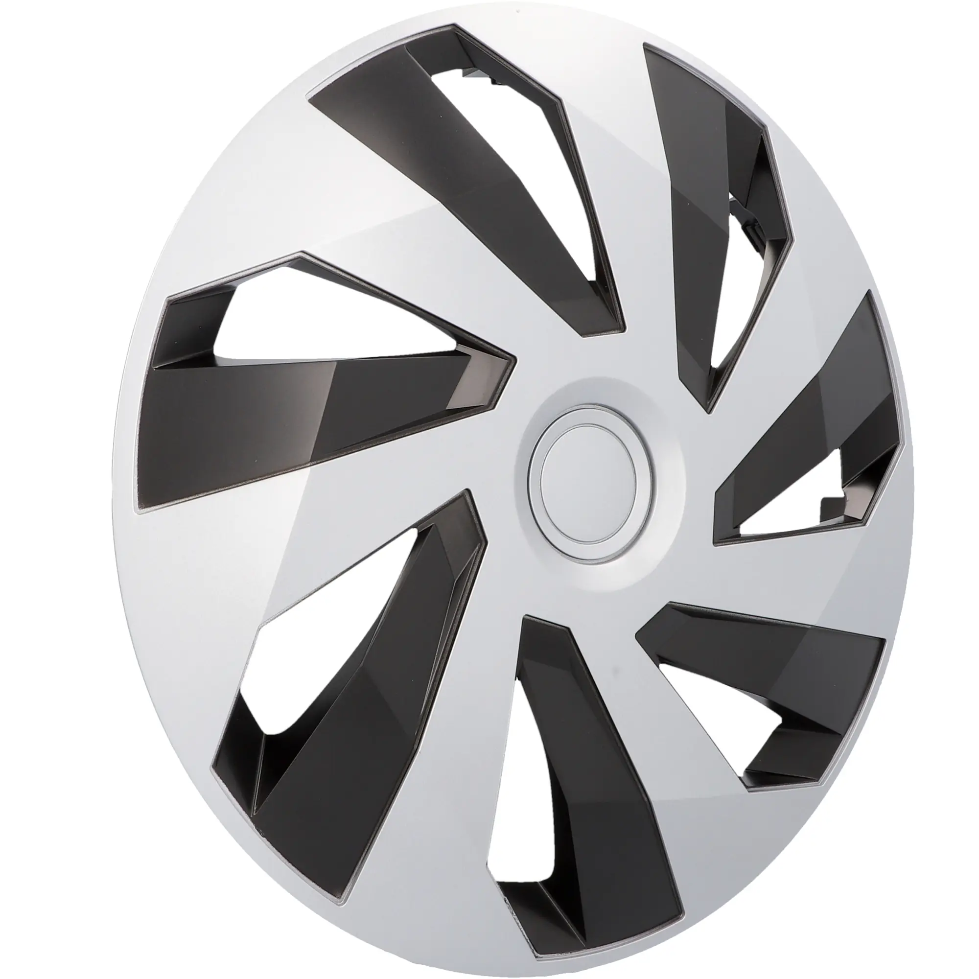 Cartrend Radzierblenden Flow 35 cm (14 Zoll) silber schwarz 4 Stück