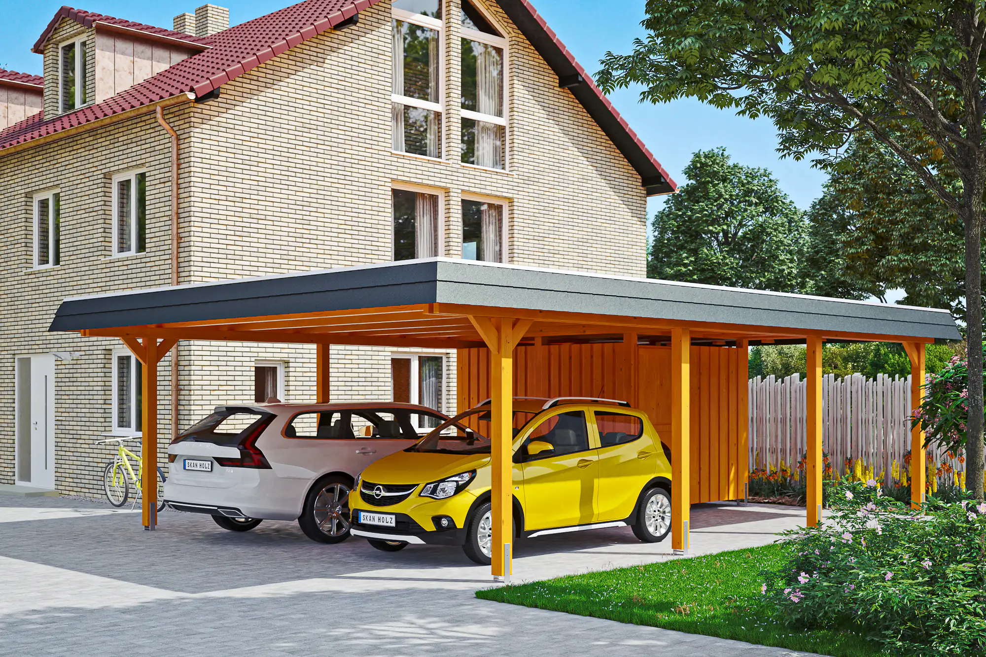 SKAN HOLZ Carport Wendland mit Abstellraum 630 x 879 cm mit EPDM-Dach