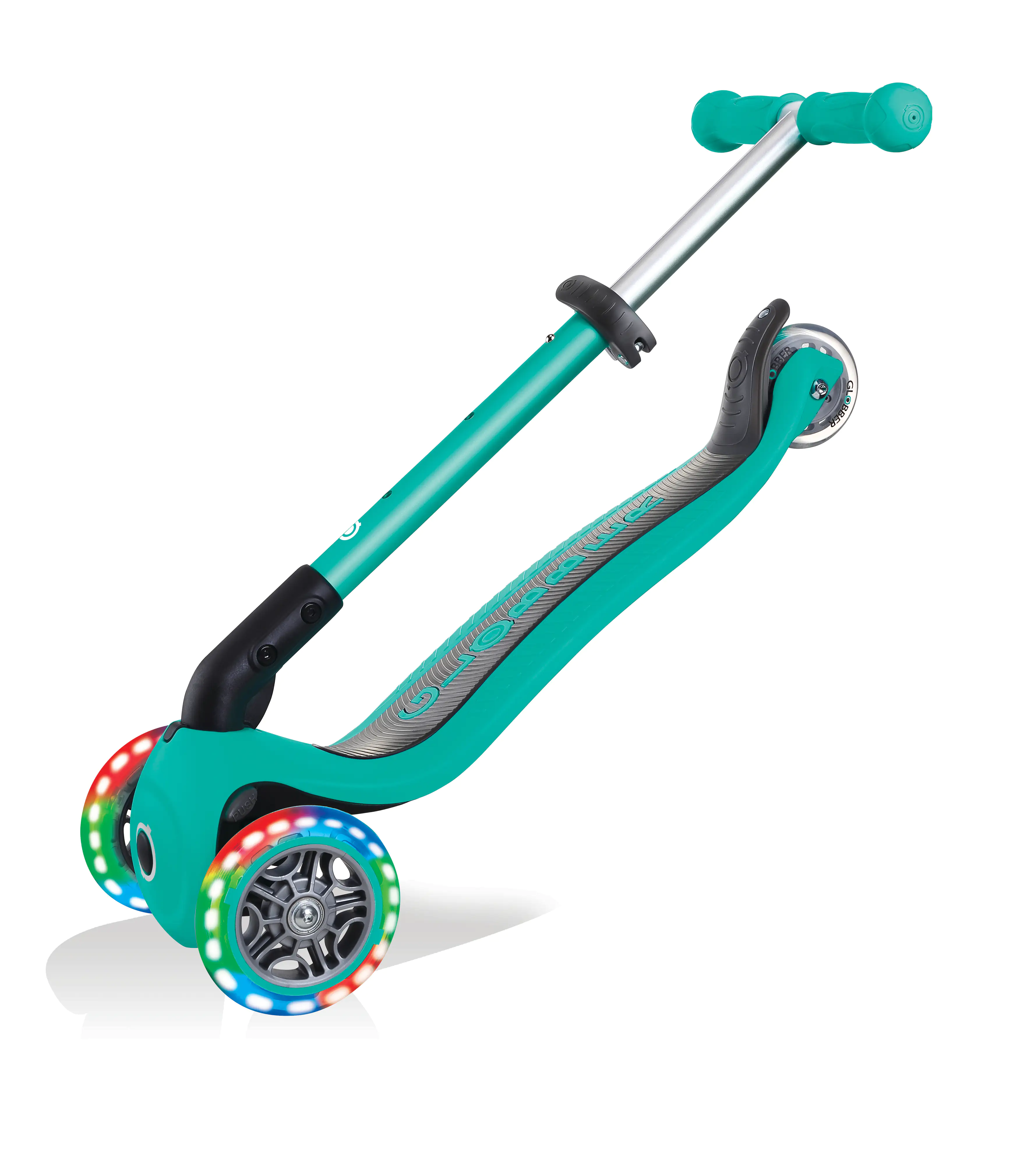 Globber Scooter Junior Foldable Lights türkis mit Leuchtrollen