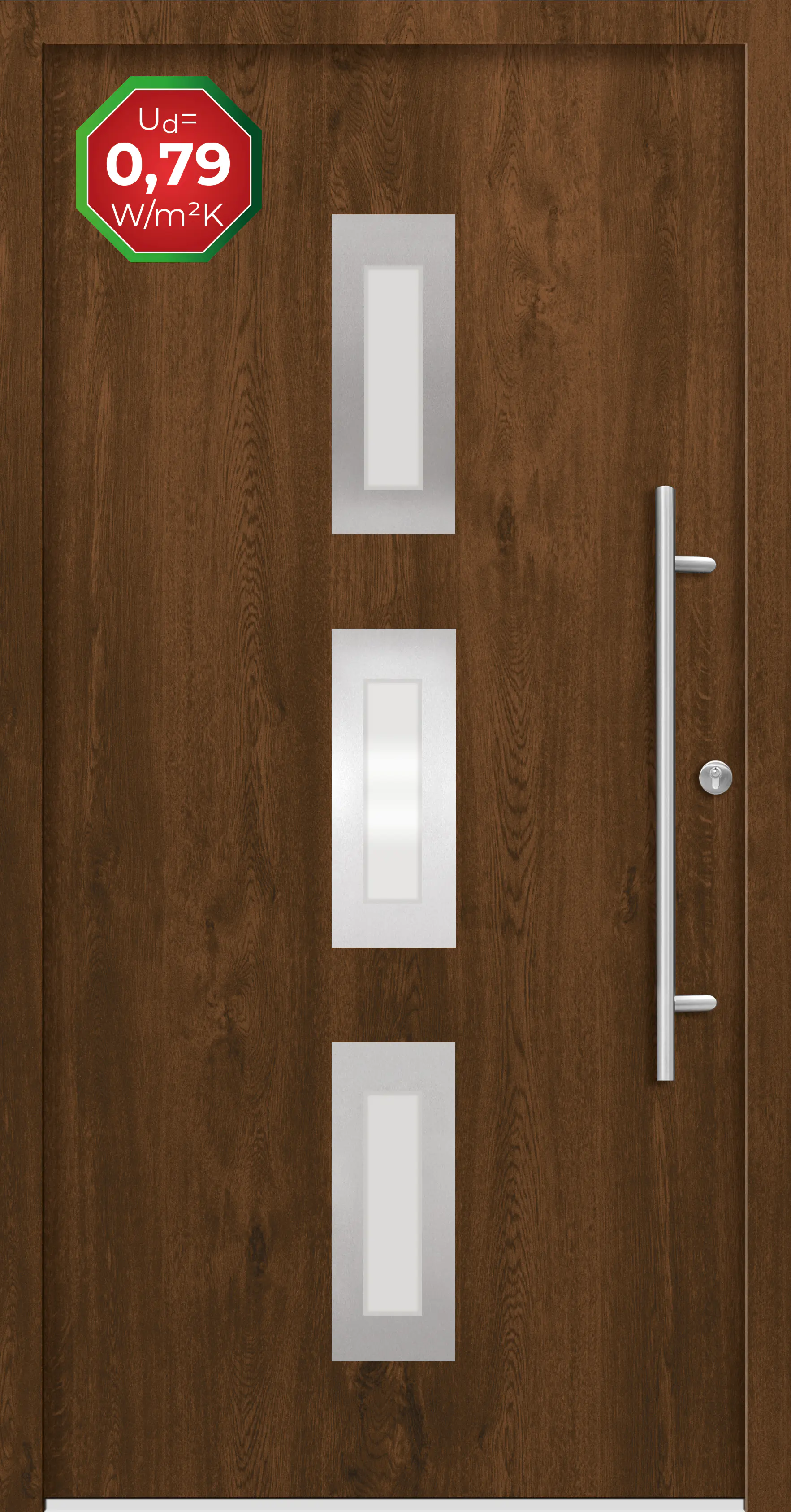 Splendoor Haustür Passivedoor Premium B02 Nussbaum DIN Rechts 100 x 210 cm
