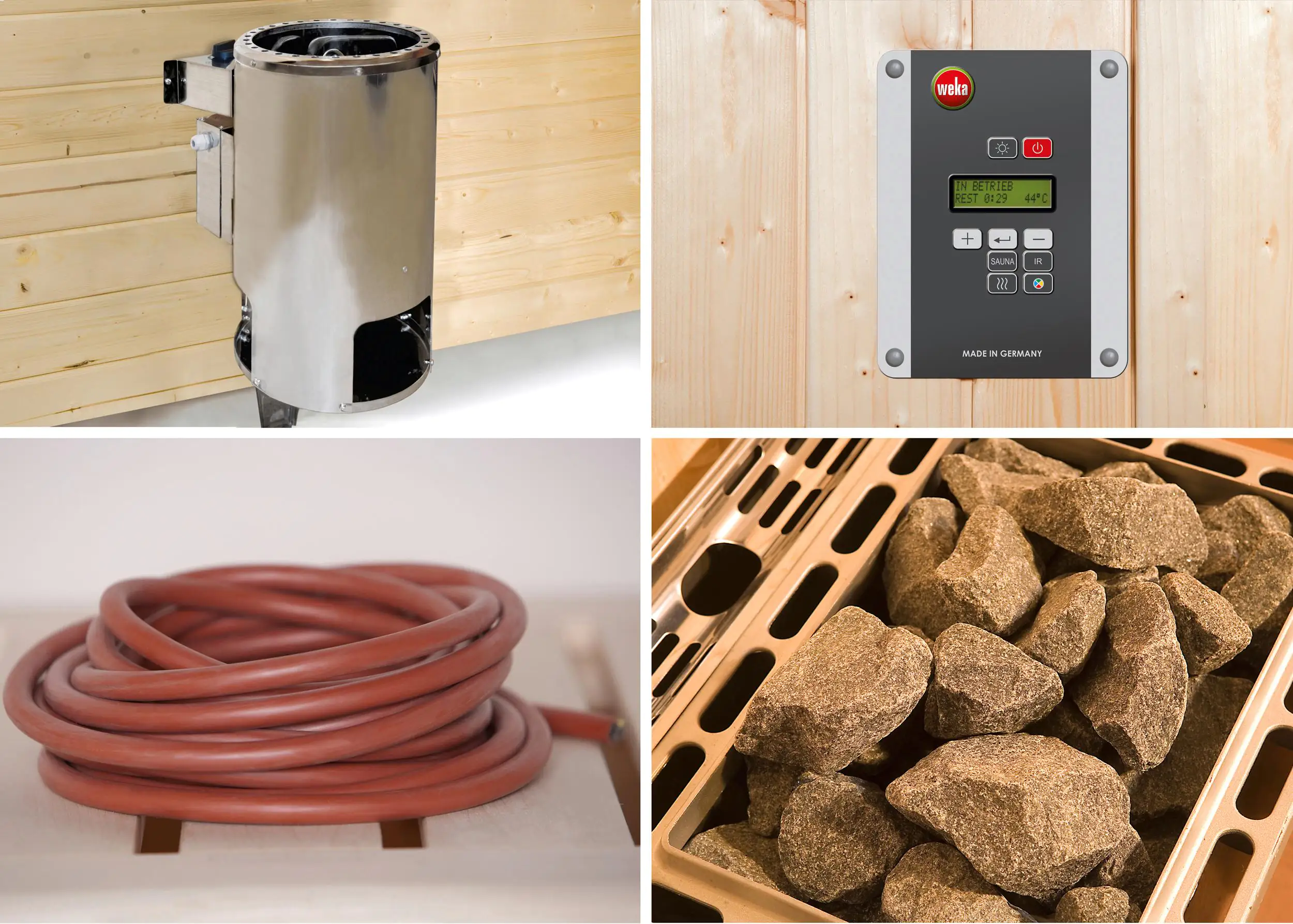 Weka Element-Ecksauna Kiruna 1 mit Glastür und Kompakt BioS Saunaofen