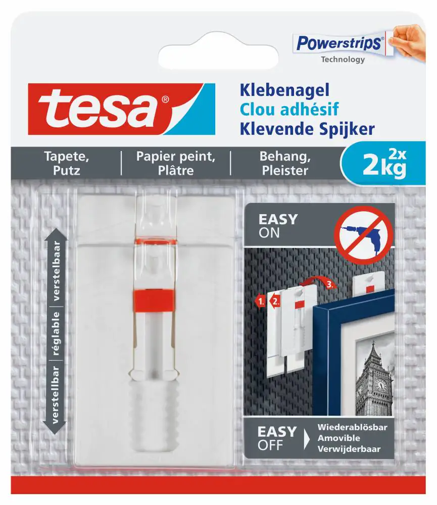 tesa Klebenagel Traglast 2 kg, 2 Stück tesa Klebenagel Traglast 2 kg, 2 Stück