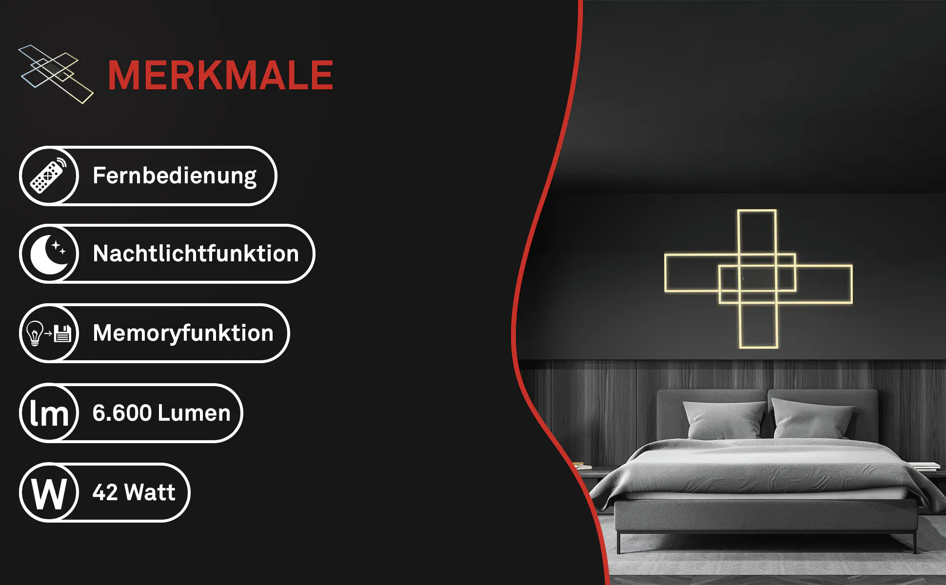 Briloner LED-Deckenleuchte Roami 104 x 71 cm schwarz CCT dimmbar